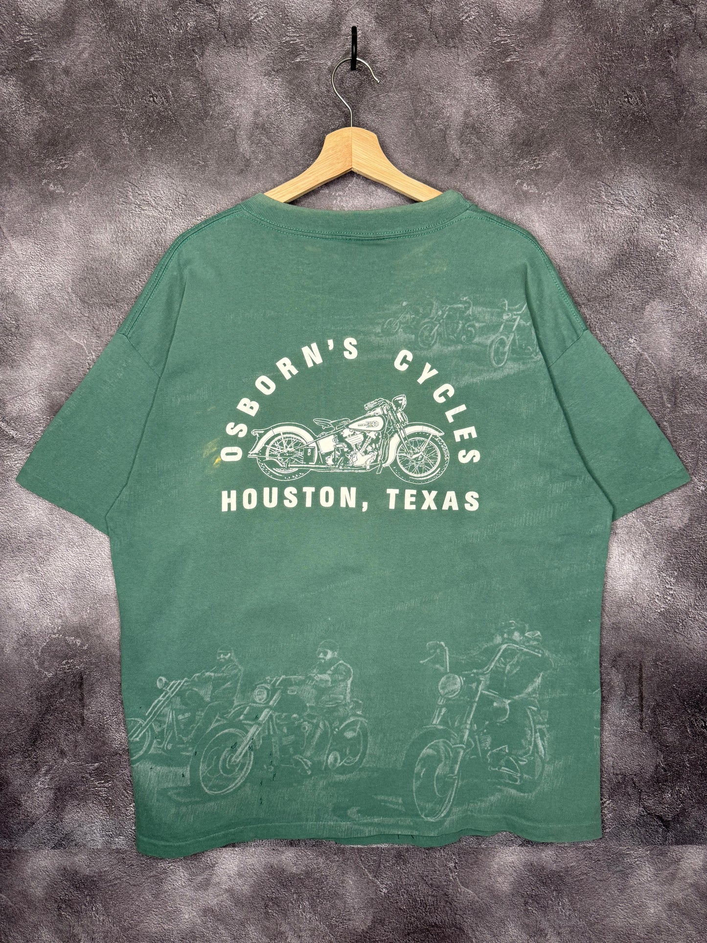 90’s American Biker Houston,Tx Eagle Motorcycle AOP Tee XL