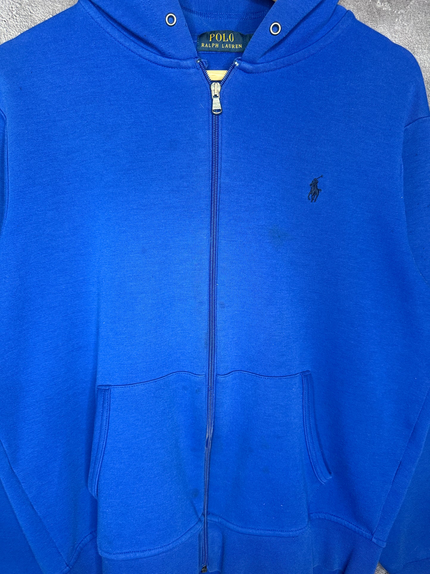 Y2K Polo Ralph Lauren Blue Dark Logo Zip Up Jacket L