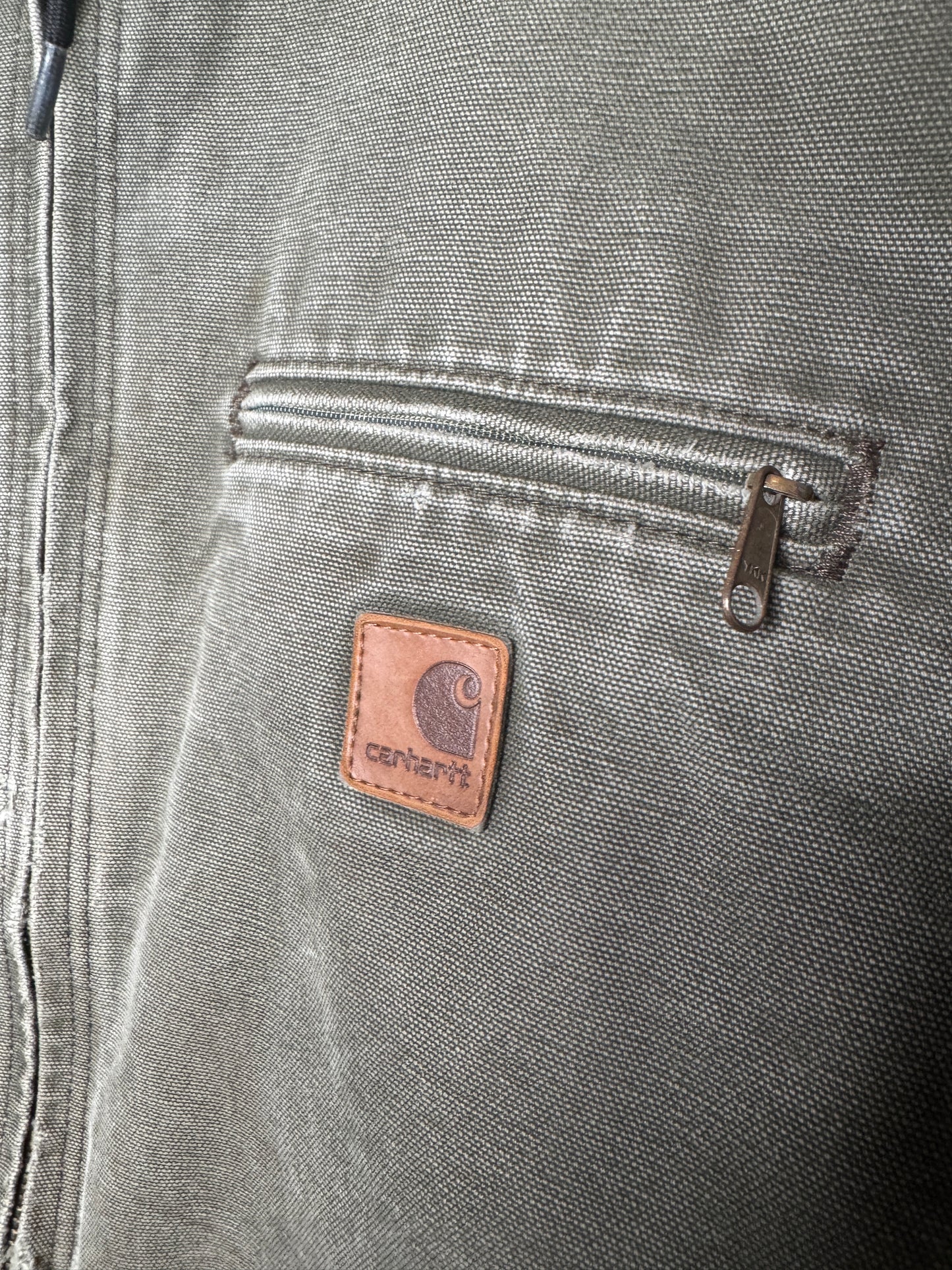 90s Sherpa Lined Hooded Carhartt Workwear Jacket L