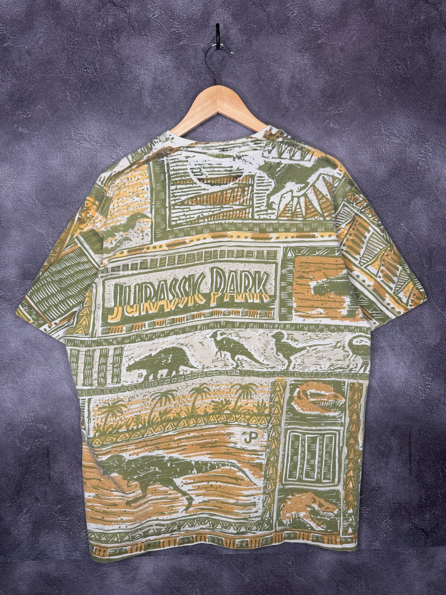 Rare 1993 Jurassic Park Forest Dinasours AOP XL