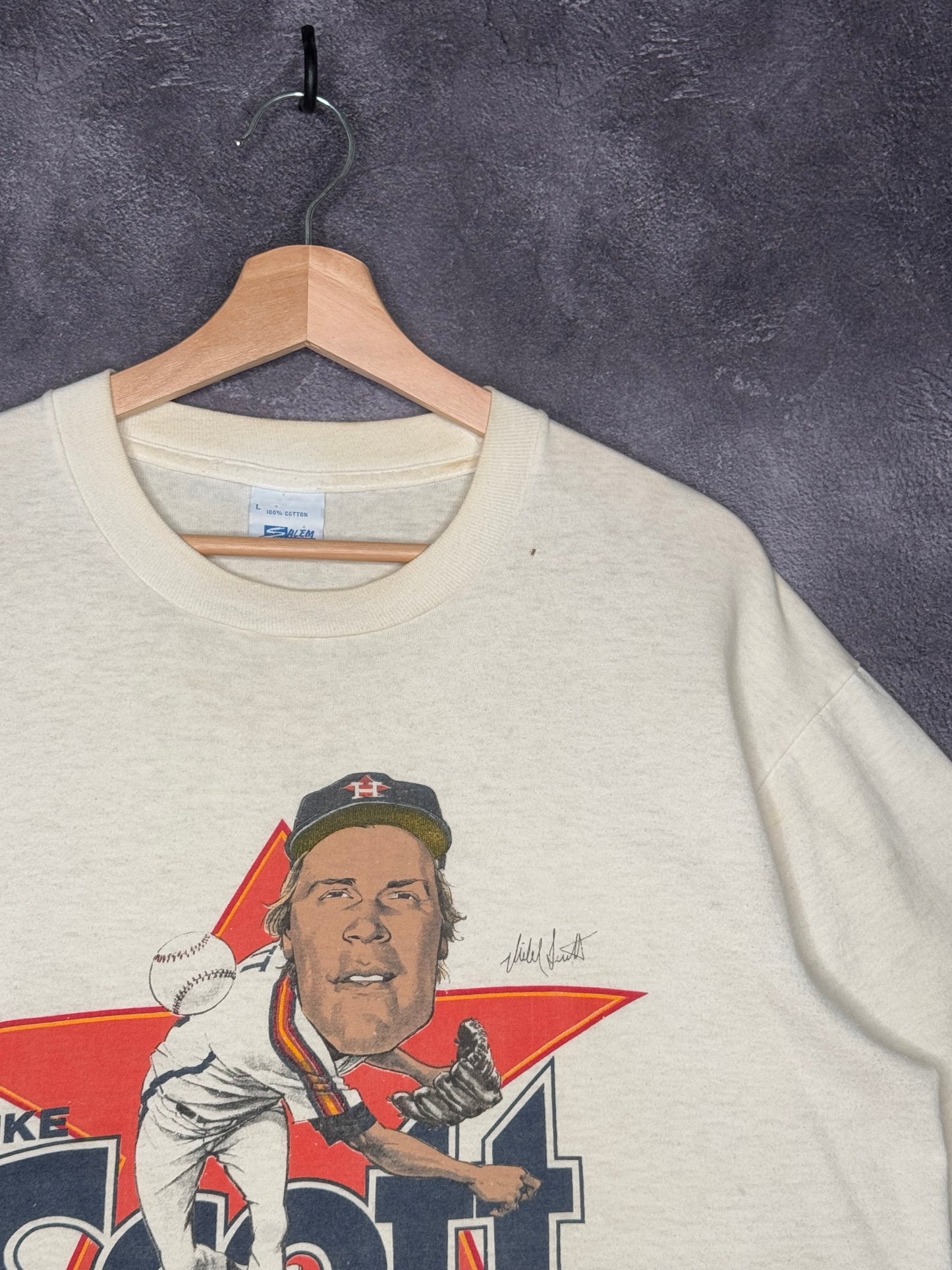 1989 Retro Houston Astros Mike Scott Caricature Tee L