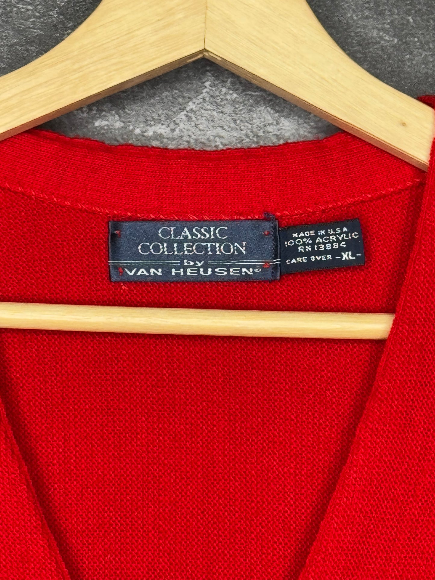 90s Van Heusen Made In USA Red Cardigan XL