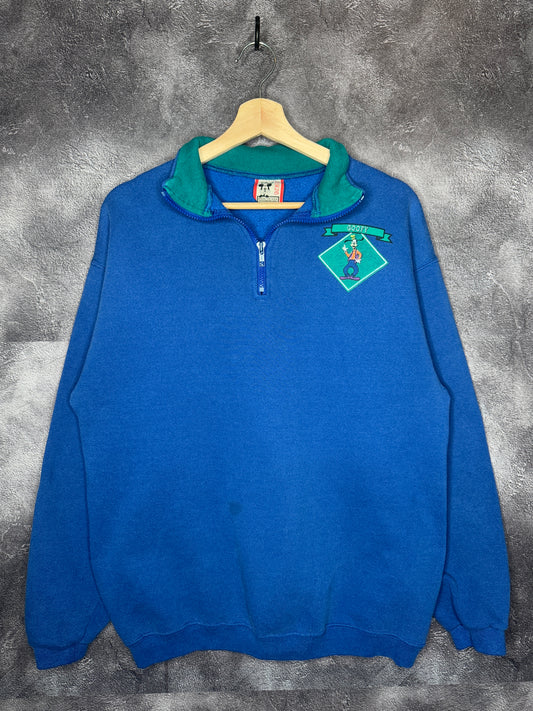 90s Disney Designs Goofy Quarter Zip Sweatshirt L