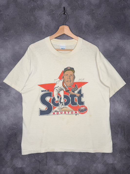 1989 Retro Houston Astros Mike Scott Caricature Tee L