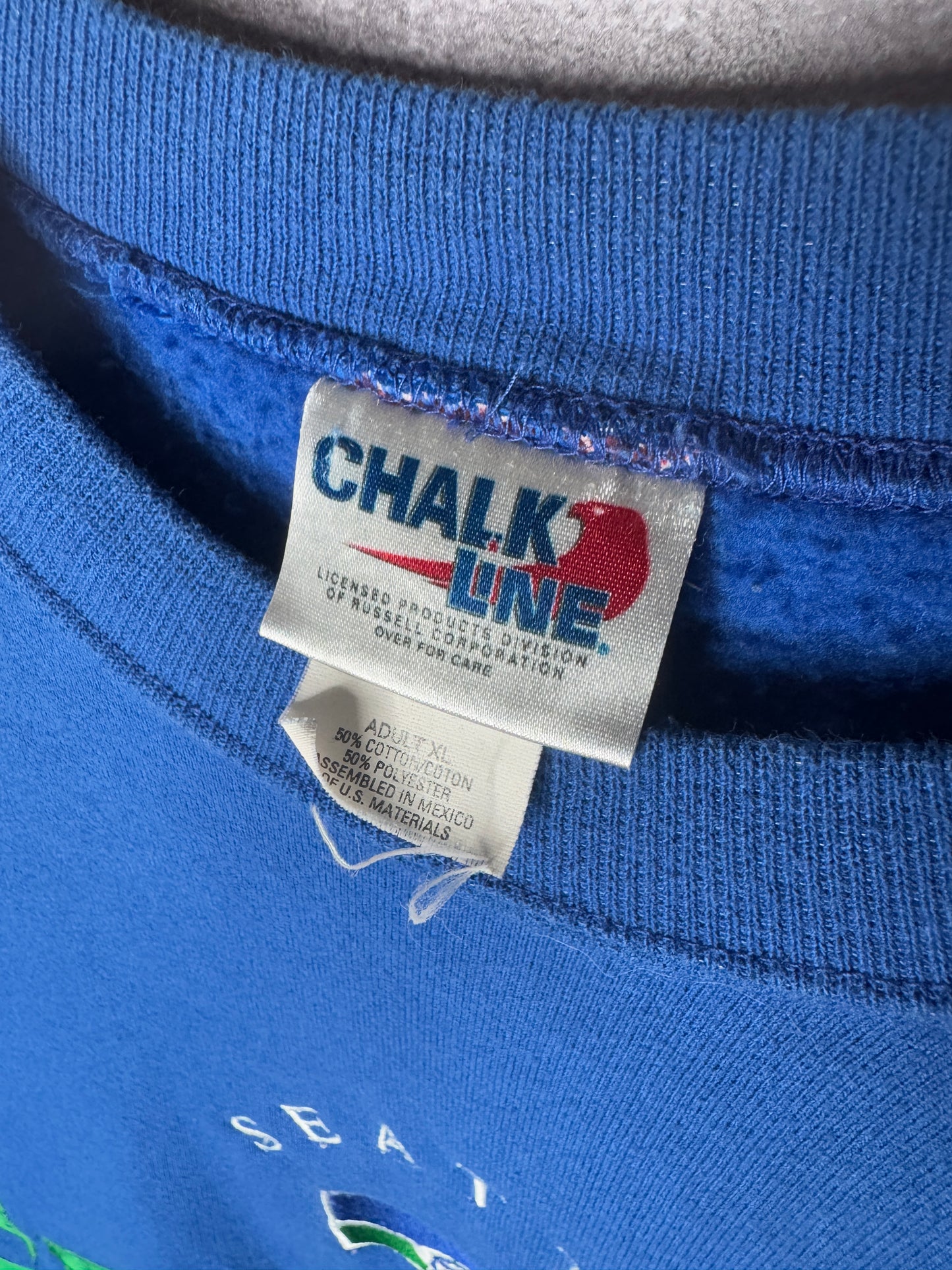 90s Seattle Seahawks Retro Logo Chalk Line Sweatshirt XL