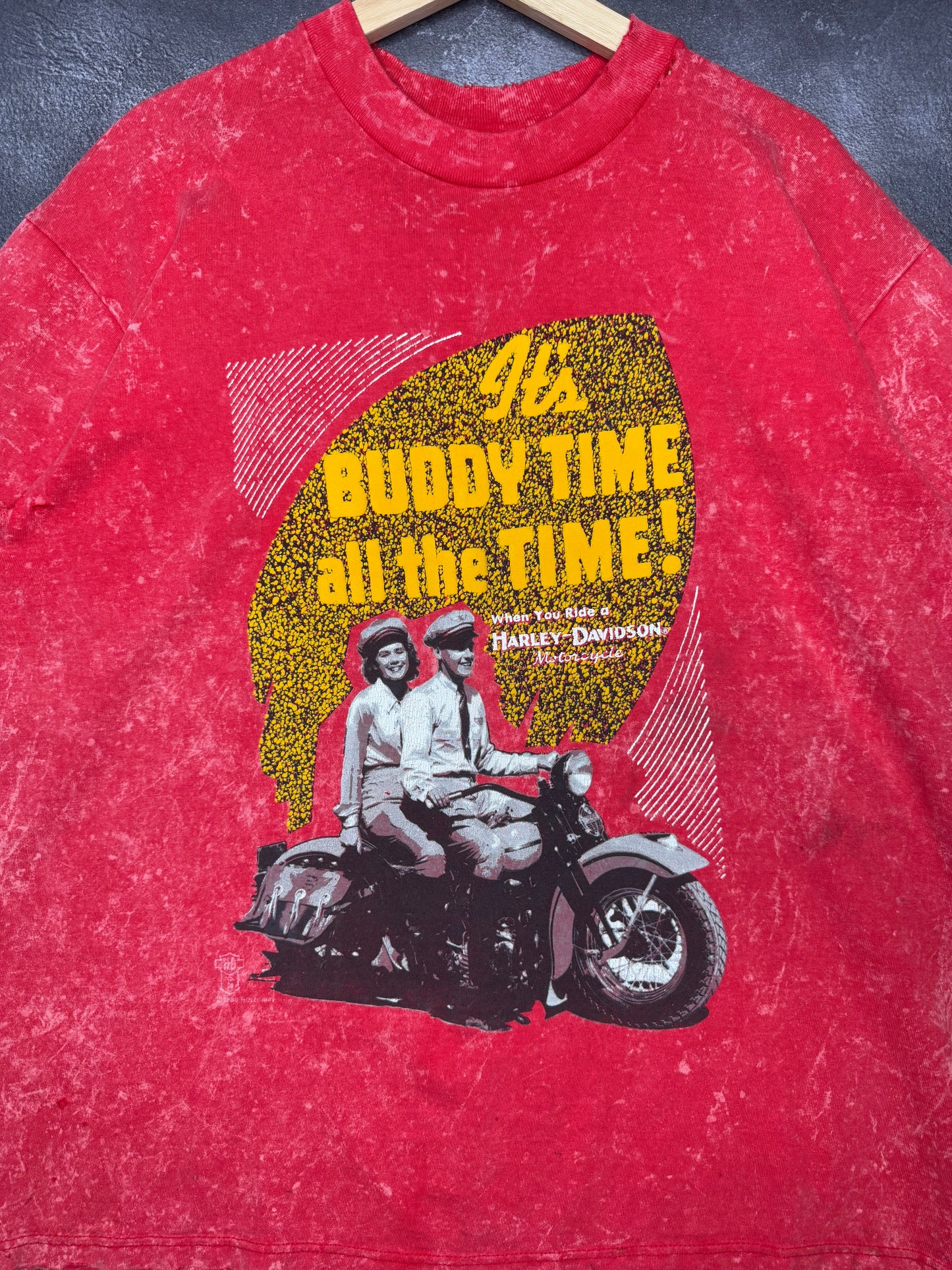 Camiseta Harley Davidson de Illinois desgastada de 1988 "It's Buddy Time All the Time"