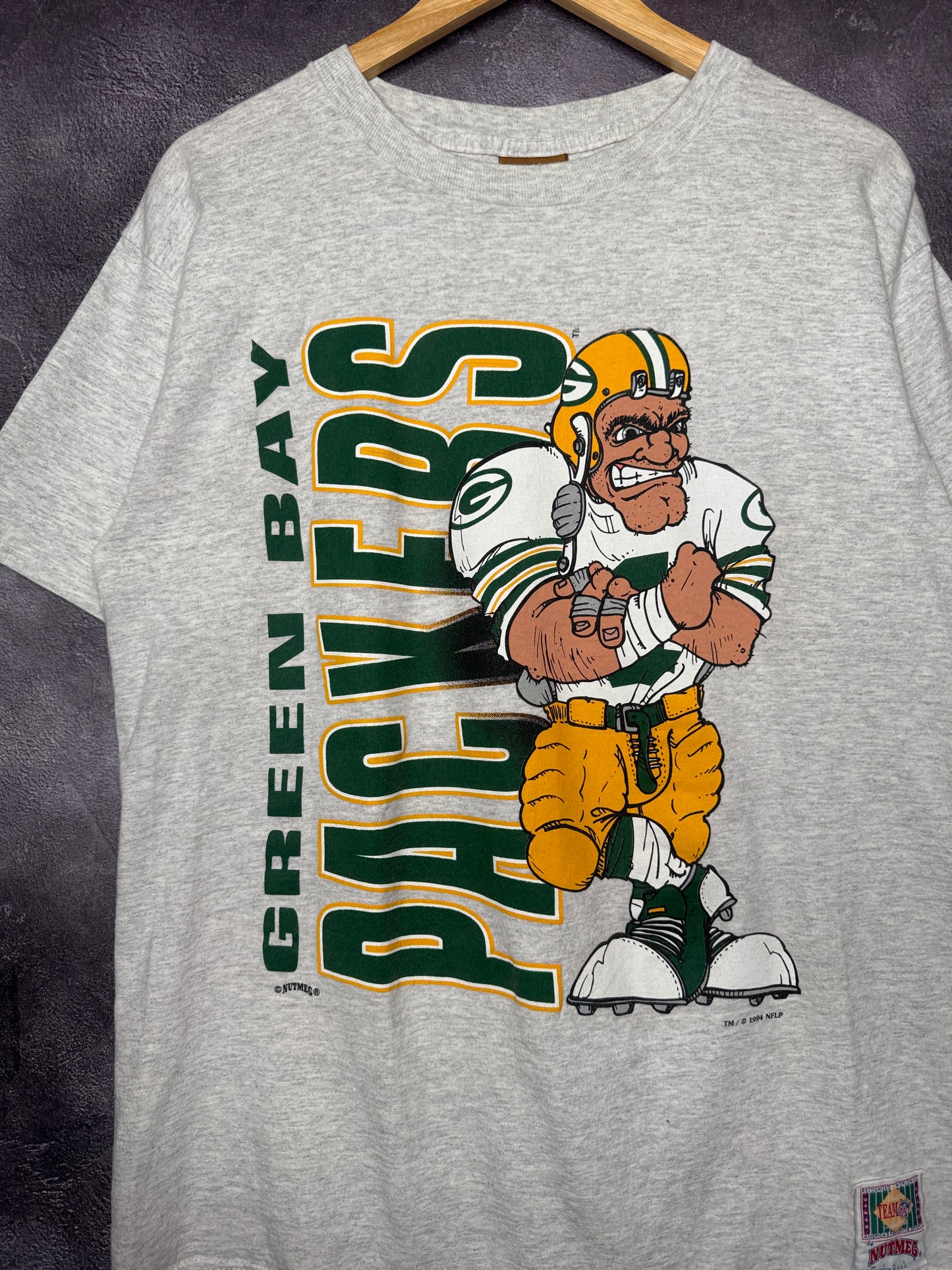 1994 Green Bay Packers Nutmeg Caricature Breakthrough Tee L