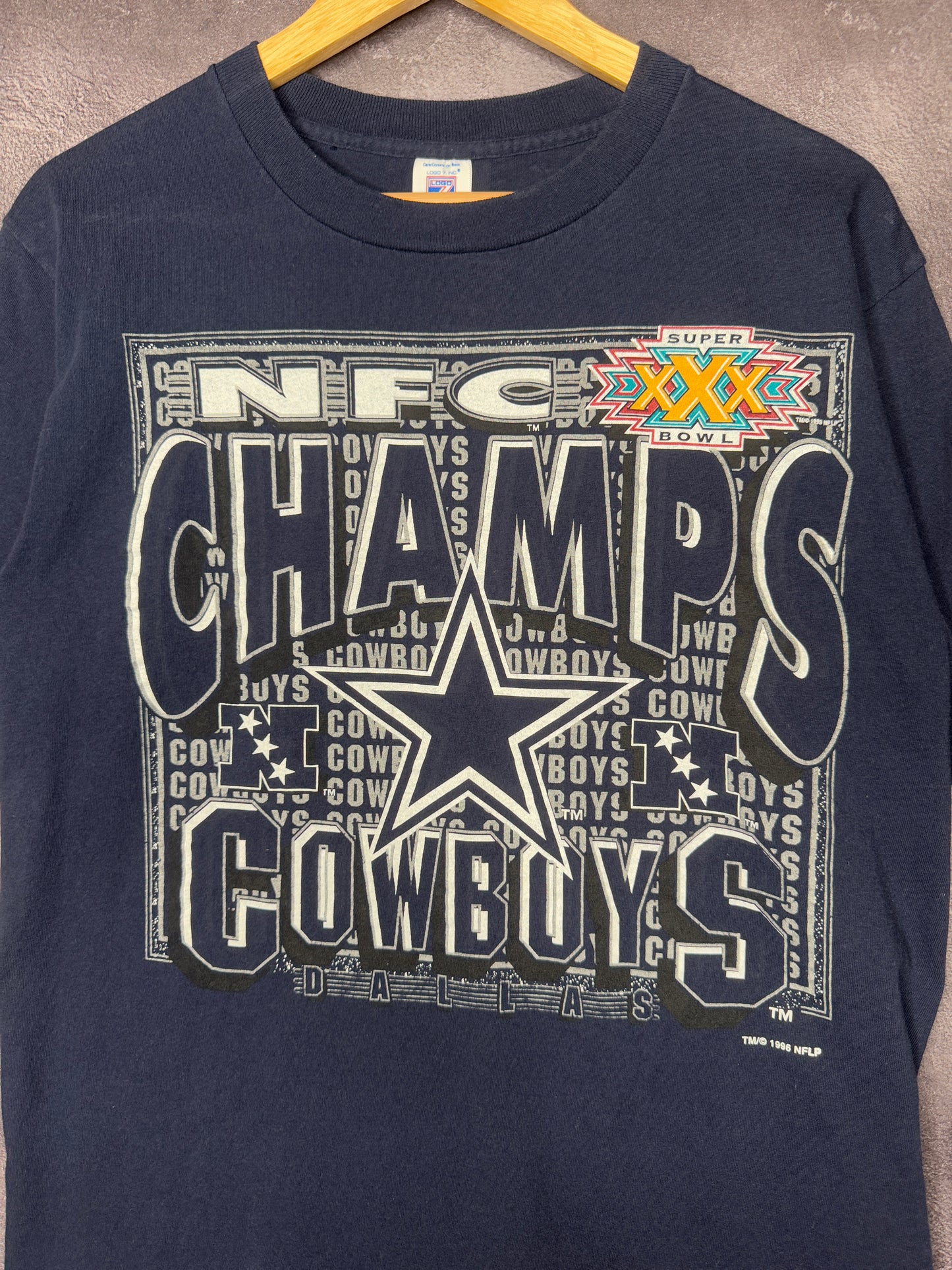 1996 Dallas Cowboys NFC Champions Super Bowl XXX Logo 7 Tee L