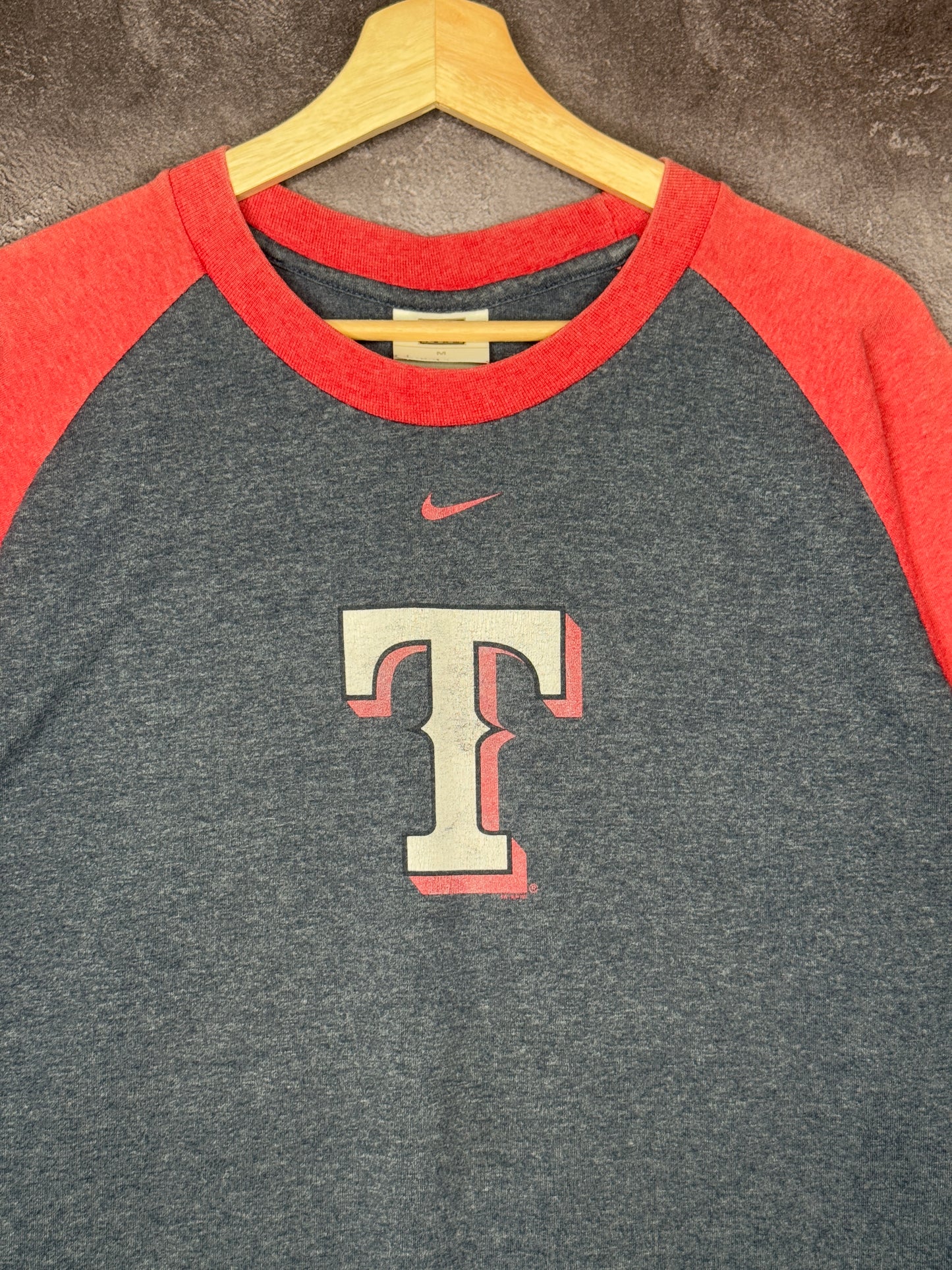 Y2K Texas Rangers MLB Nike Centerswoosh Two Tone Tee L