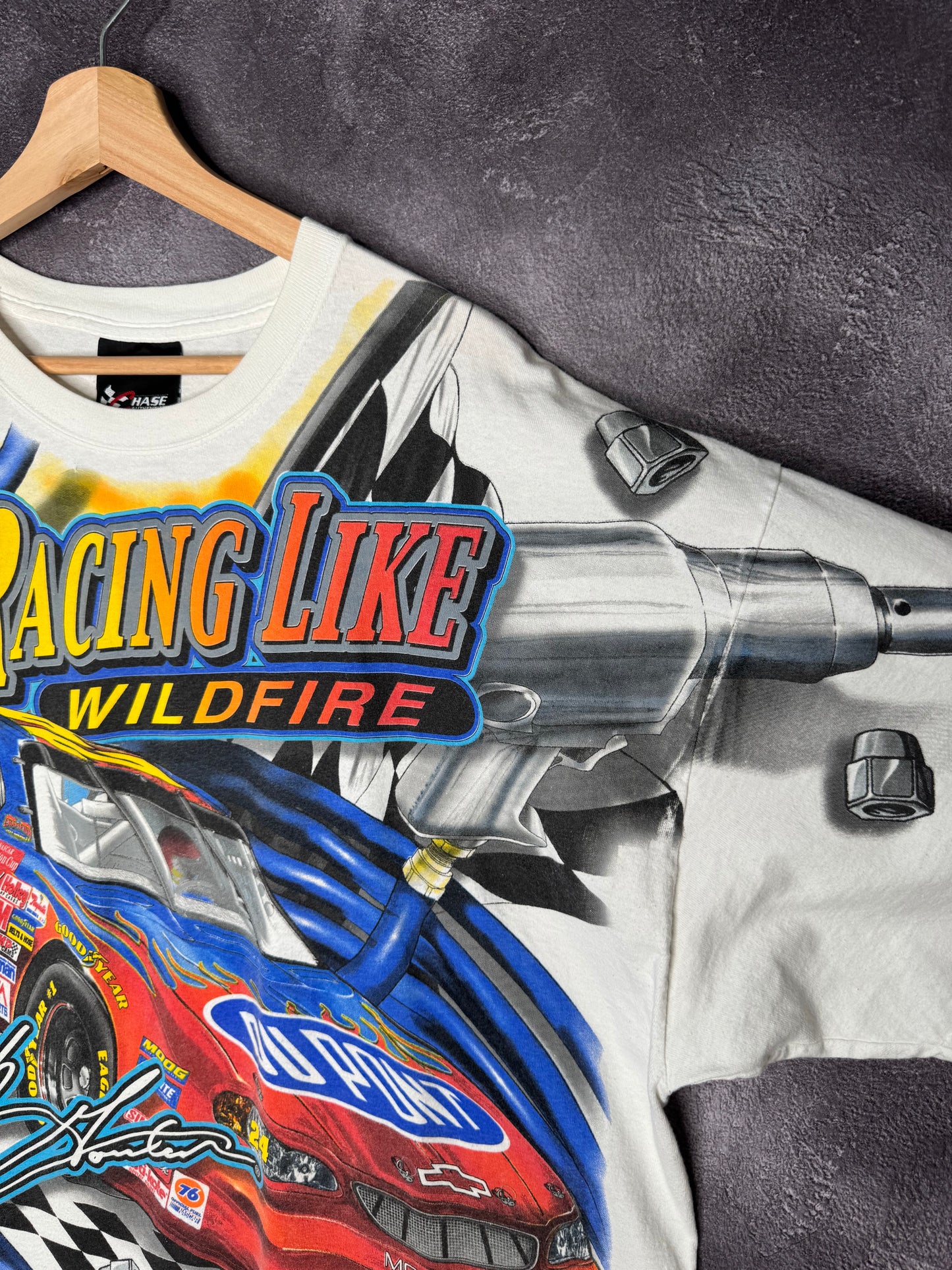 90s Jeff Gordan NASCAR Racing Like Wildfire AOP Tee 2XL