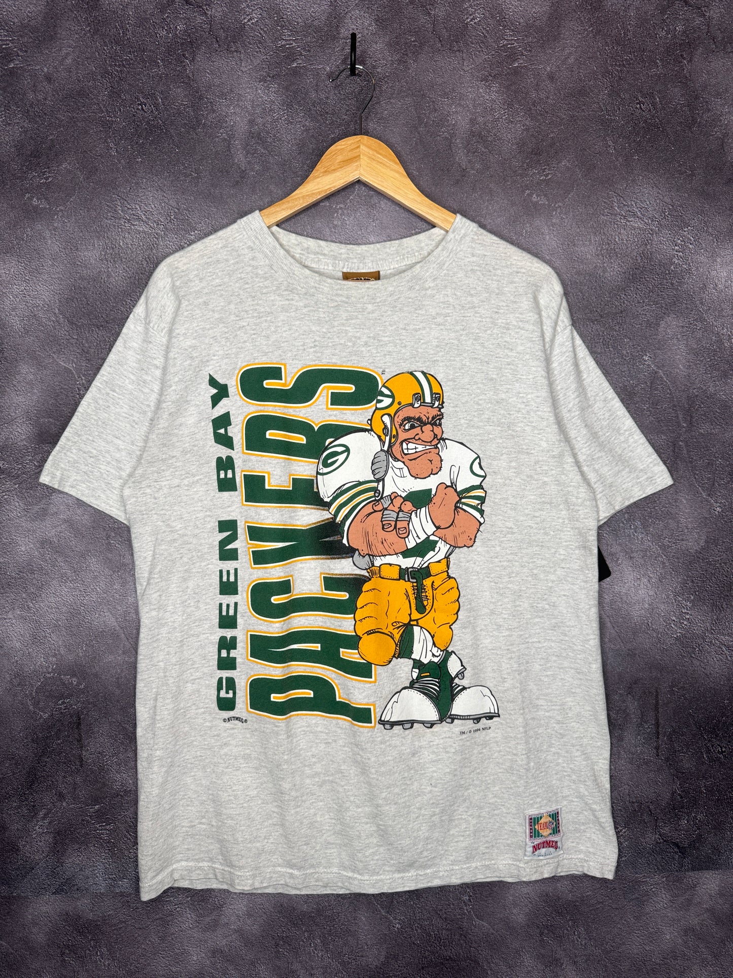 1994 Green Bay Packers Nutmeg Caricature Breakthrough Tee L