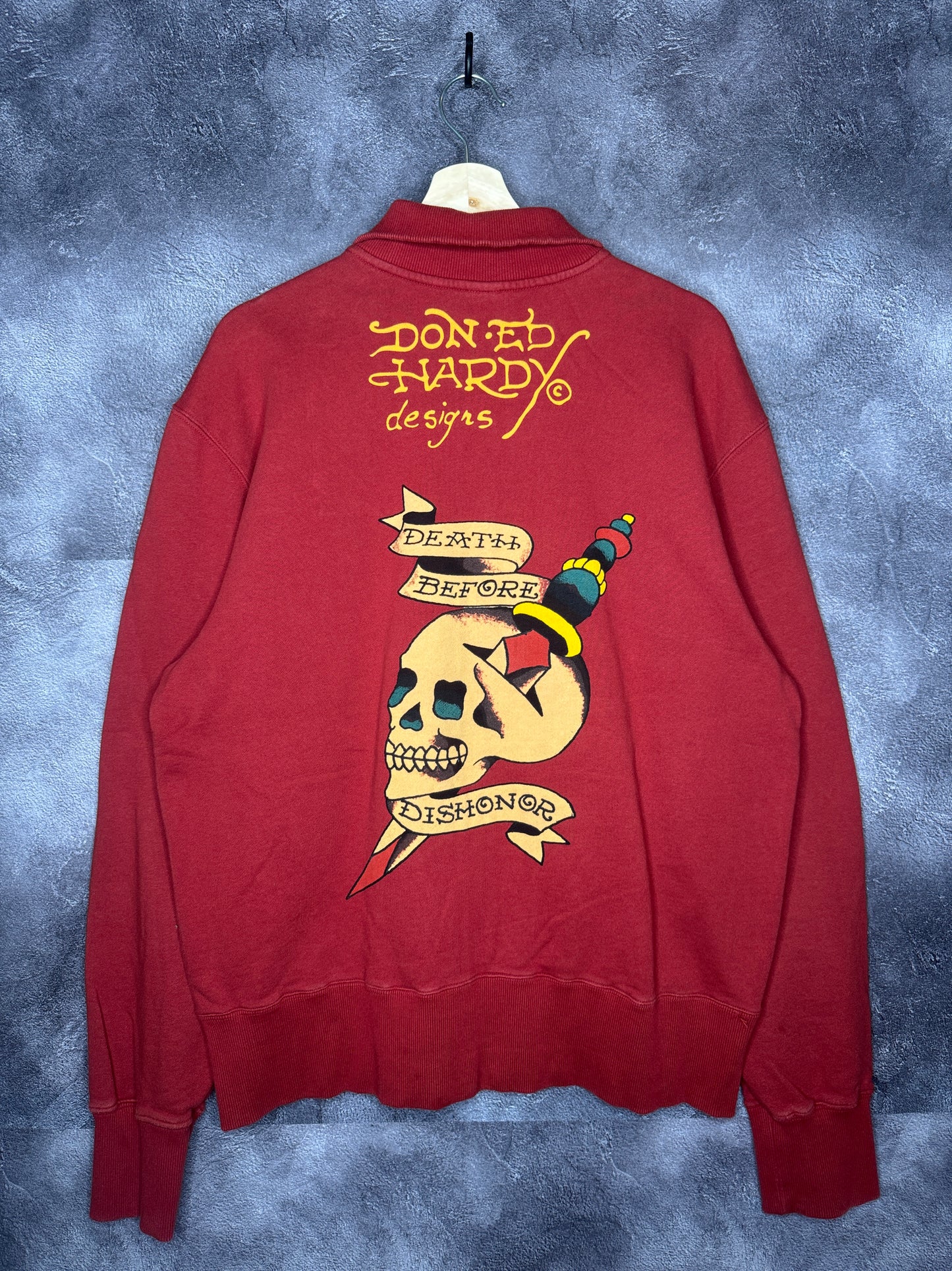 Y2K Don Ed Hardy Skull Graphic Zip Up Jacket XL