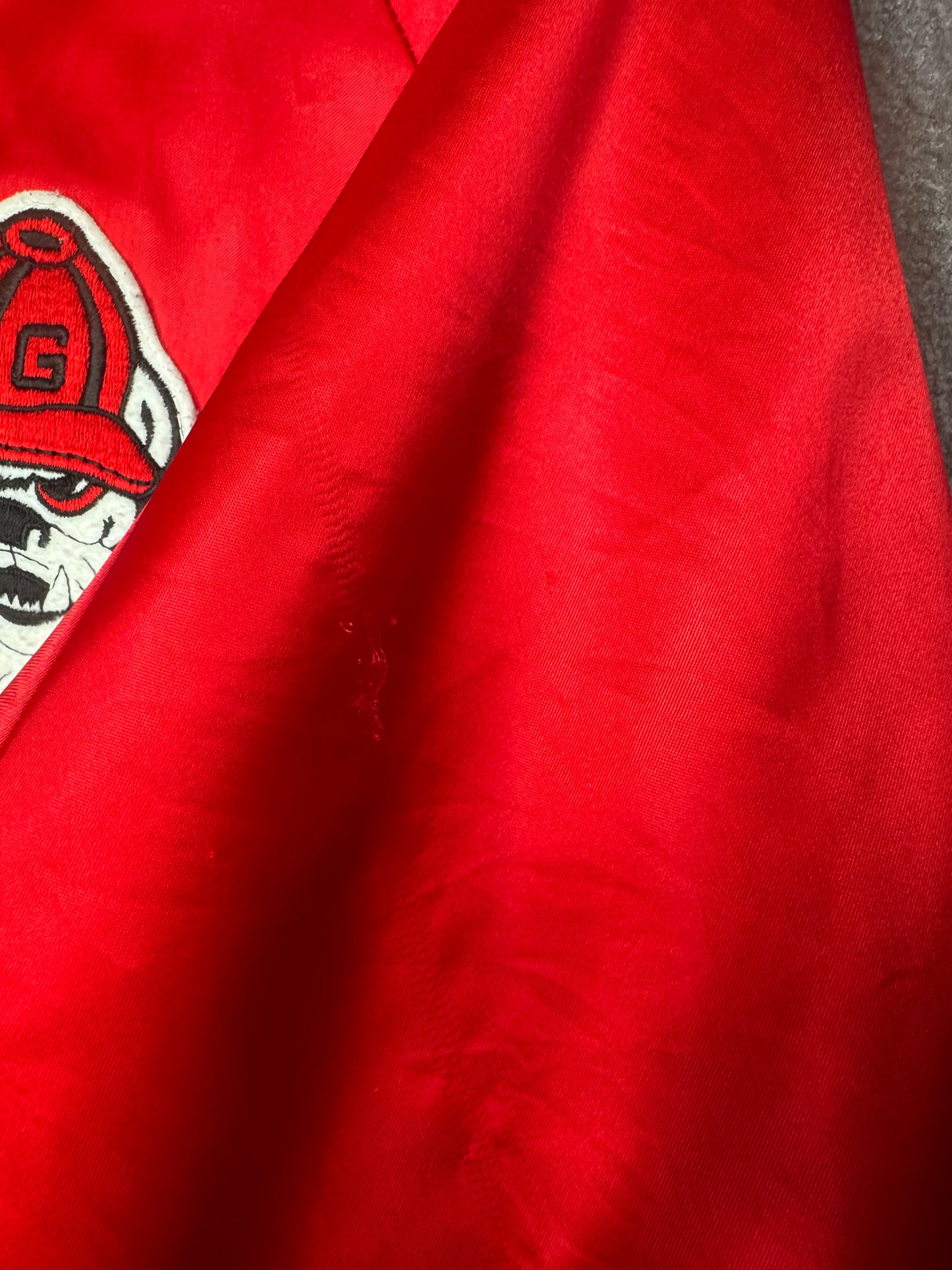 90s University of Georgia Bulldogs Chalk Line Satin Bomber Jacket L
