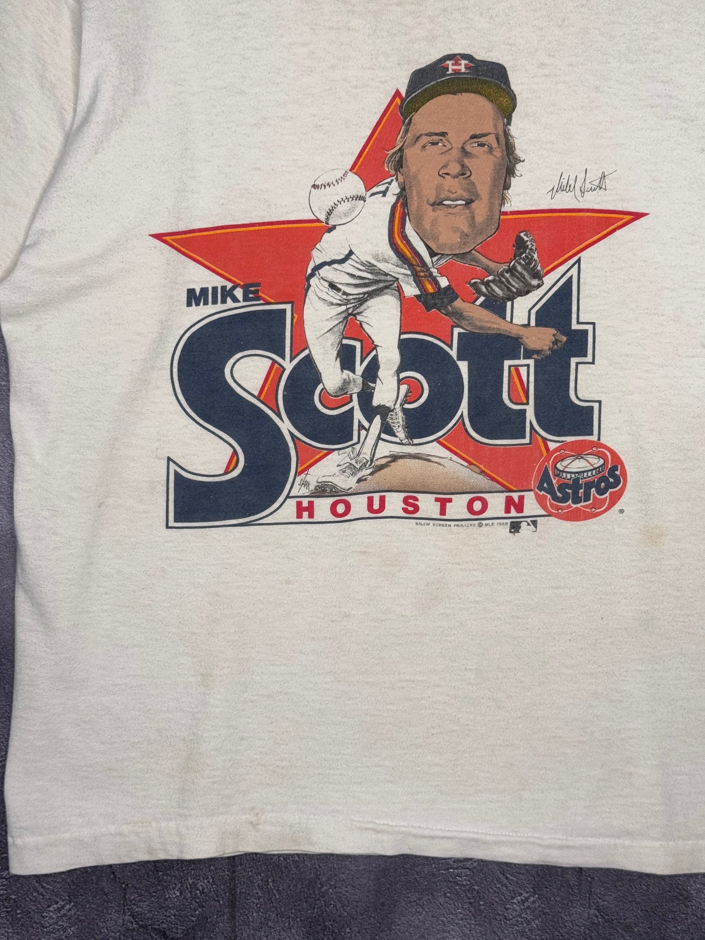 1989 Retro Houston Astros Mike Scott Caricature Tee L