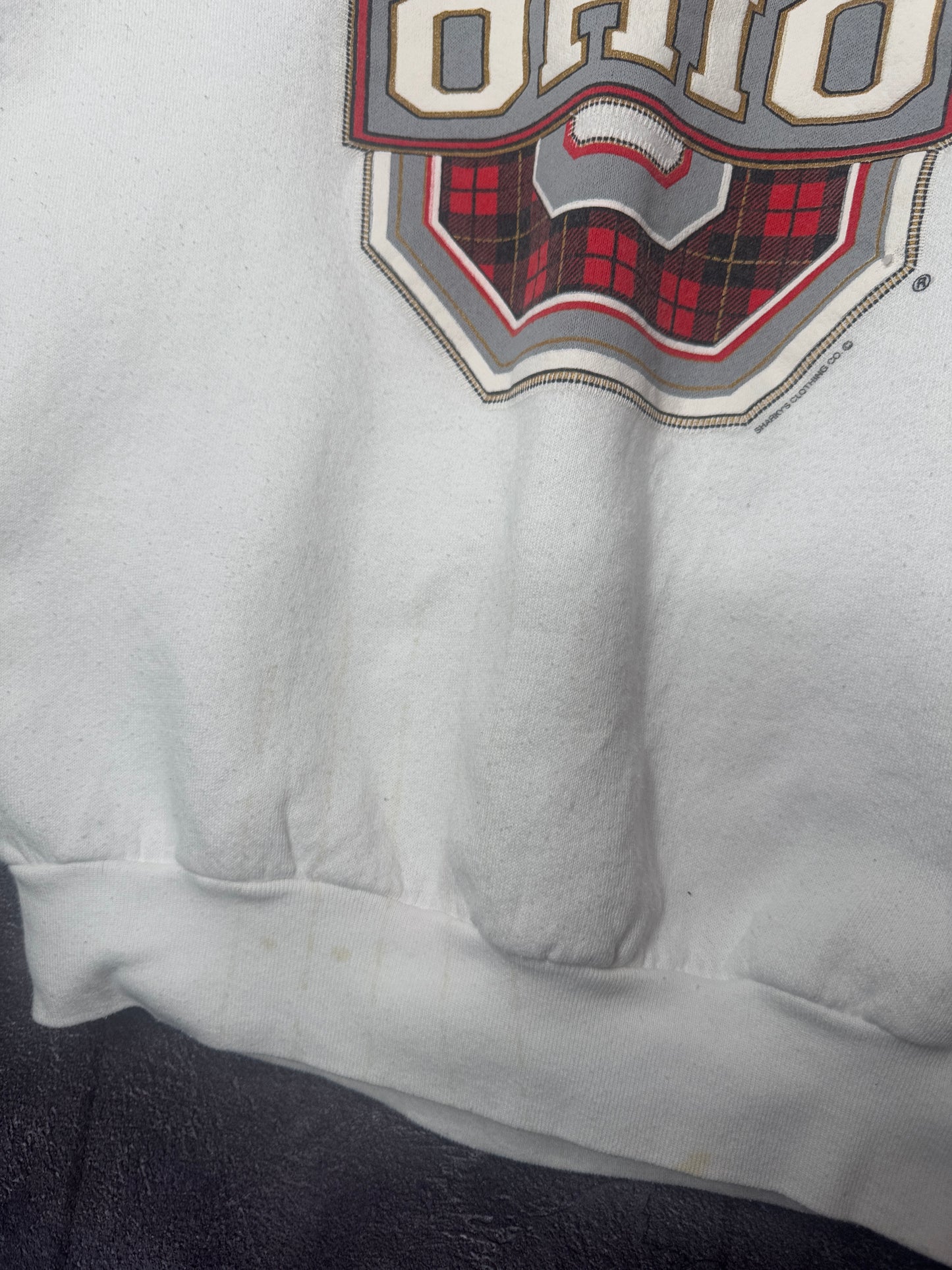 80s Ohio State University Plaid Big O Sweatshirt M