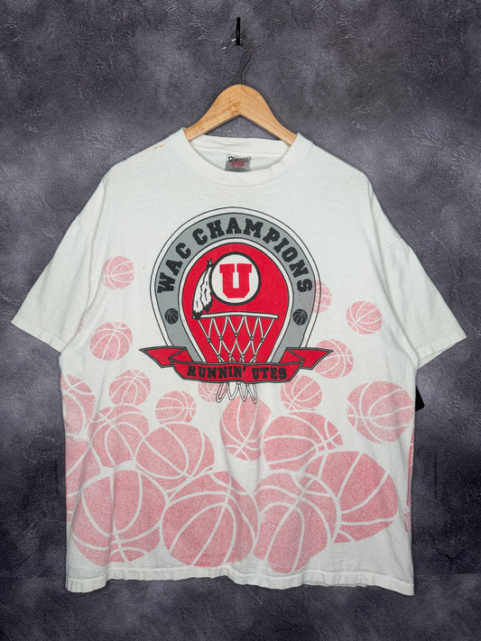 1995 University of Utah Utes WAC Basketball Champions AOP Tee 2XL