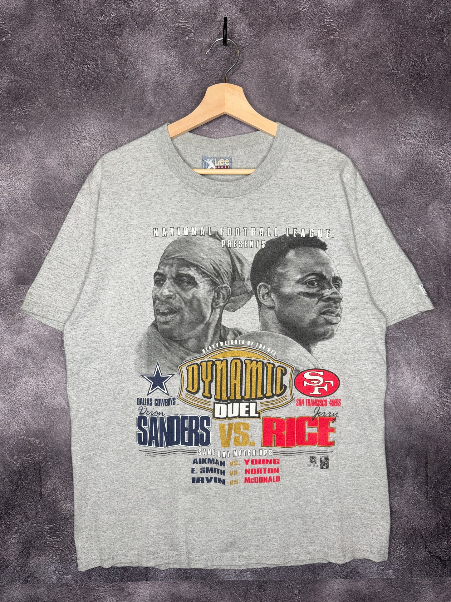 90s Deion Sanders Jerry Rice Dynamic Duo Cowboys V 49ers Tee L