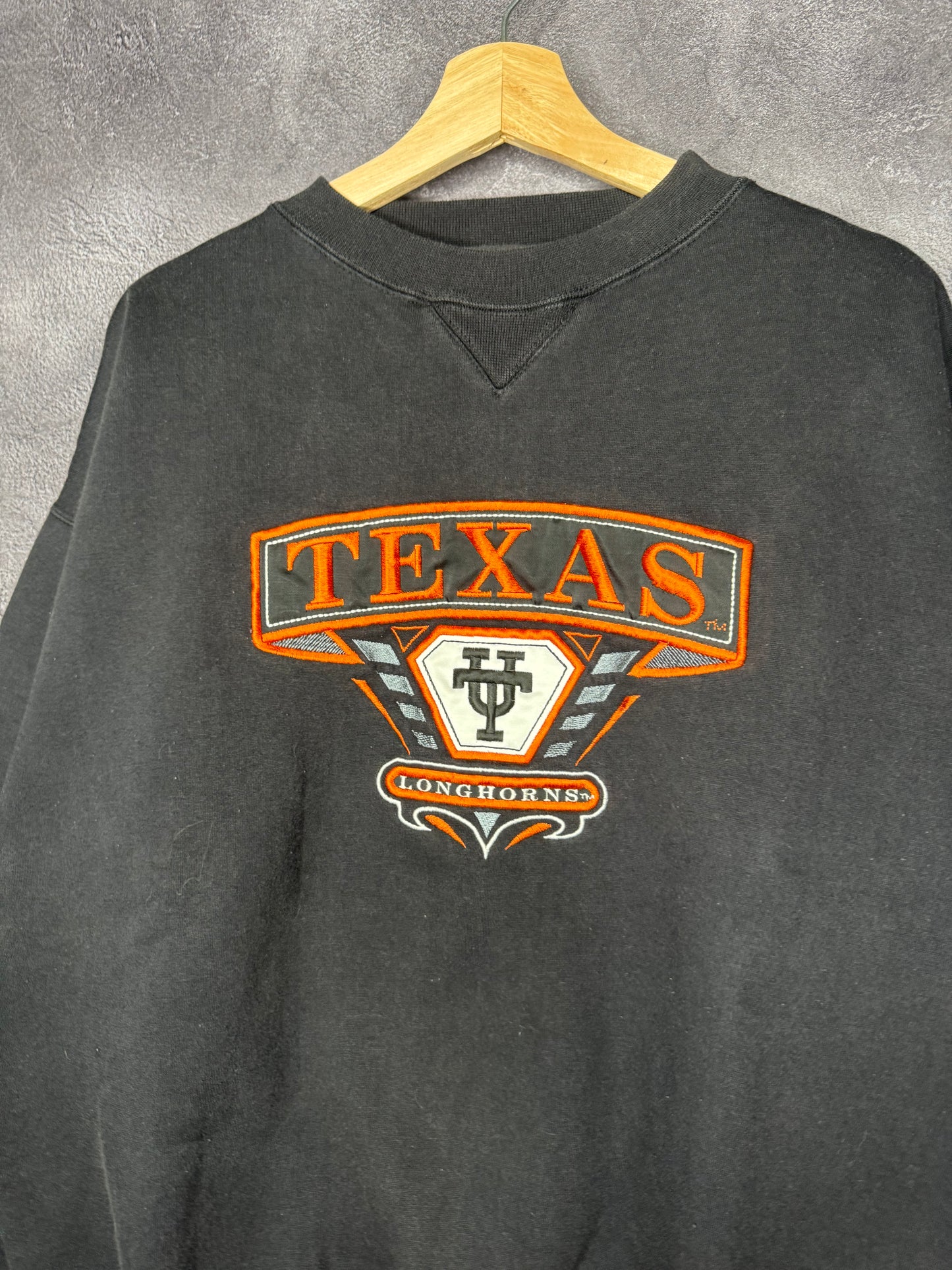 90s Texas Longhorns UT Patch Black Sweatshirt L