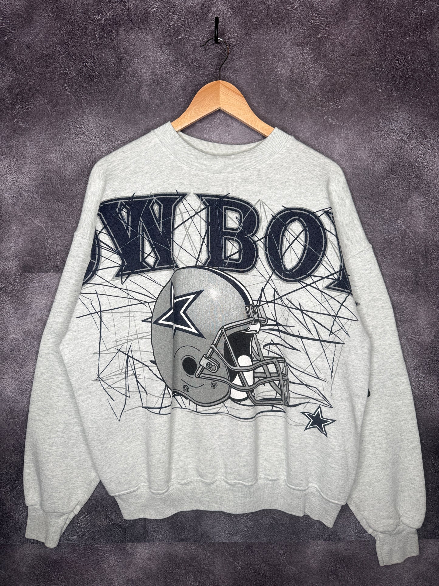 90s Dallas Cowboys Helmet Graffiti AOP Crossprint Sweatshirt XL