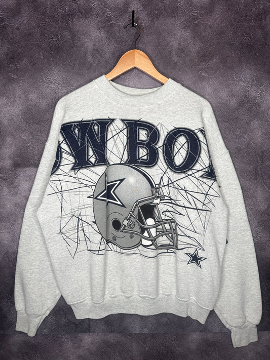 90s Dallas Cowboys Helmet Graffiti AOP Crossprint Sweatshirt XL