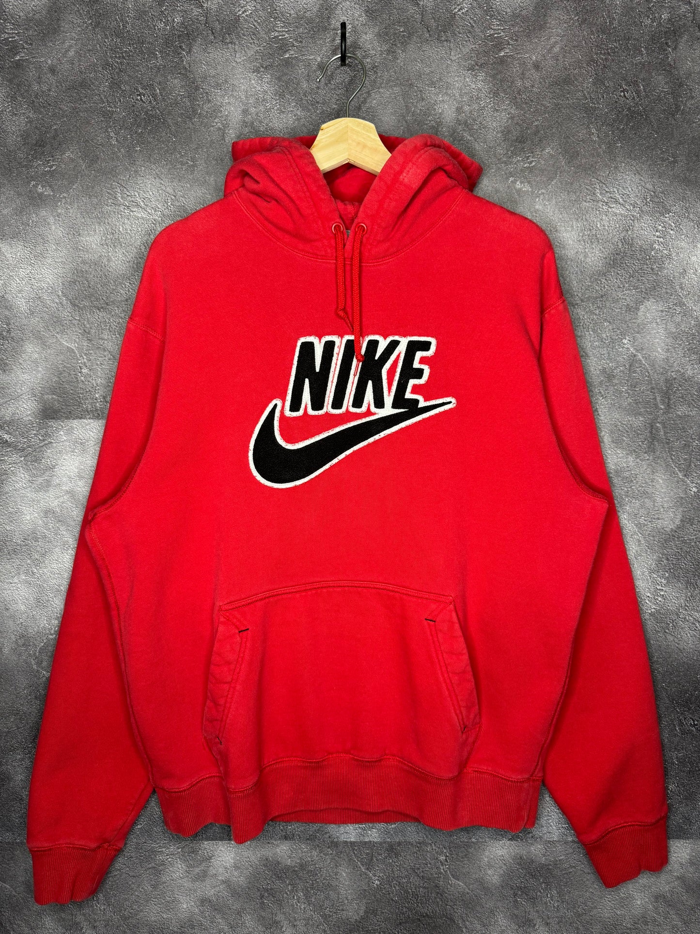 Y2K Red Nike Fluff Swoosh Hoodie Size L