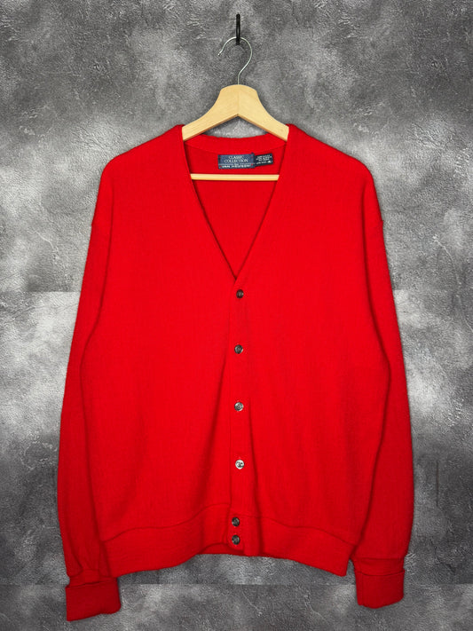 90s Van Heusen Made In USA Red Cardigan XL