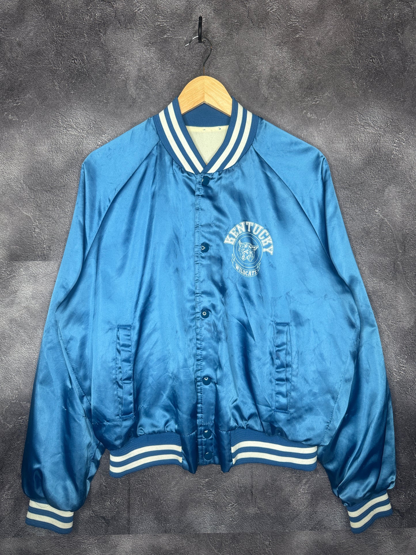 80s University of Kentucky Wildcats Satin Bomber Jacket M