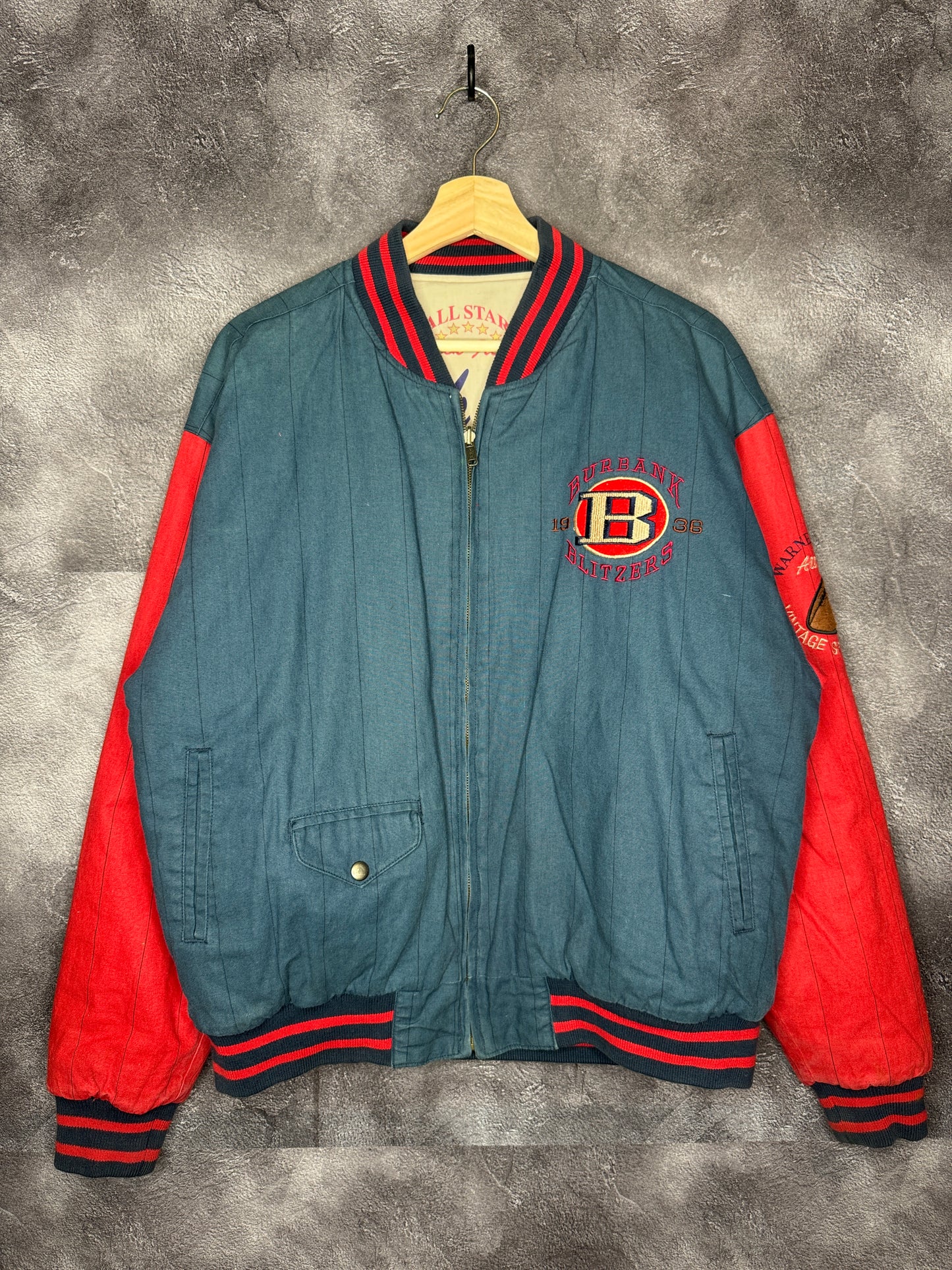 90s Looney Tunes Reversible BurBank Blitzers Warner Bros Football Jacket L