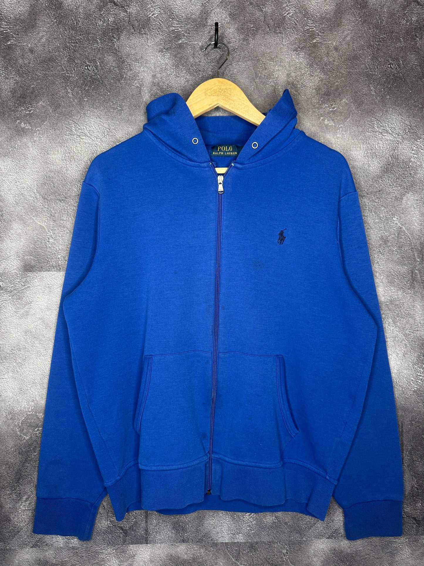 Y2K Polo Ralph Lauren Blue Dark Logo Zip Up Jacket L