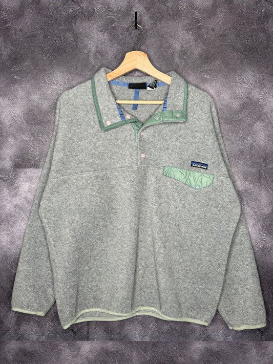 Y2K Gray & Mint Patagonia Synchilla Sweatshirt L