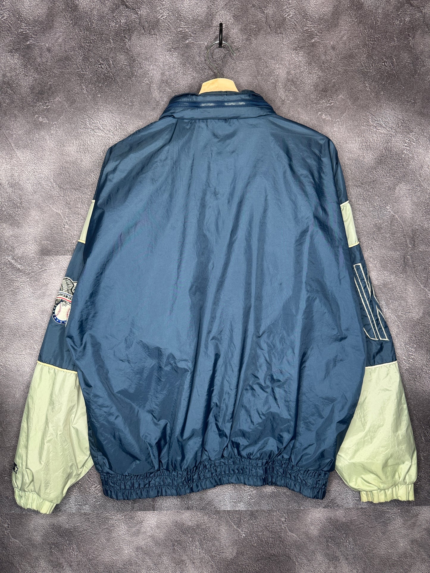 90s New York Yankees Sleeve Spellout Starter Zip Up Jacket L