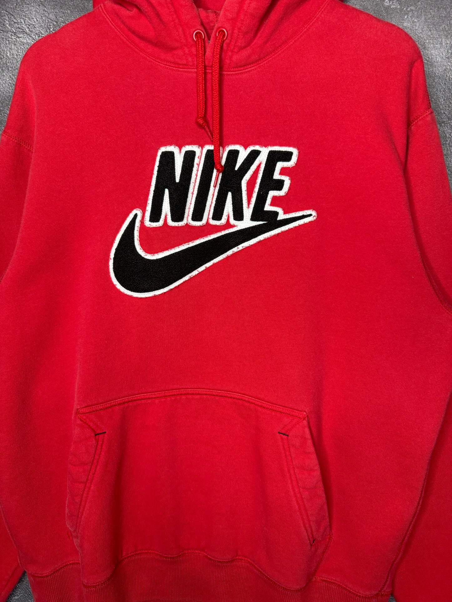 Y2K Red Nike Fluff Swoosh Hoodie Size L