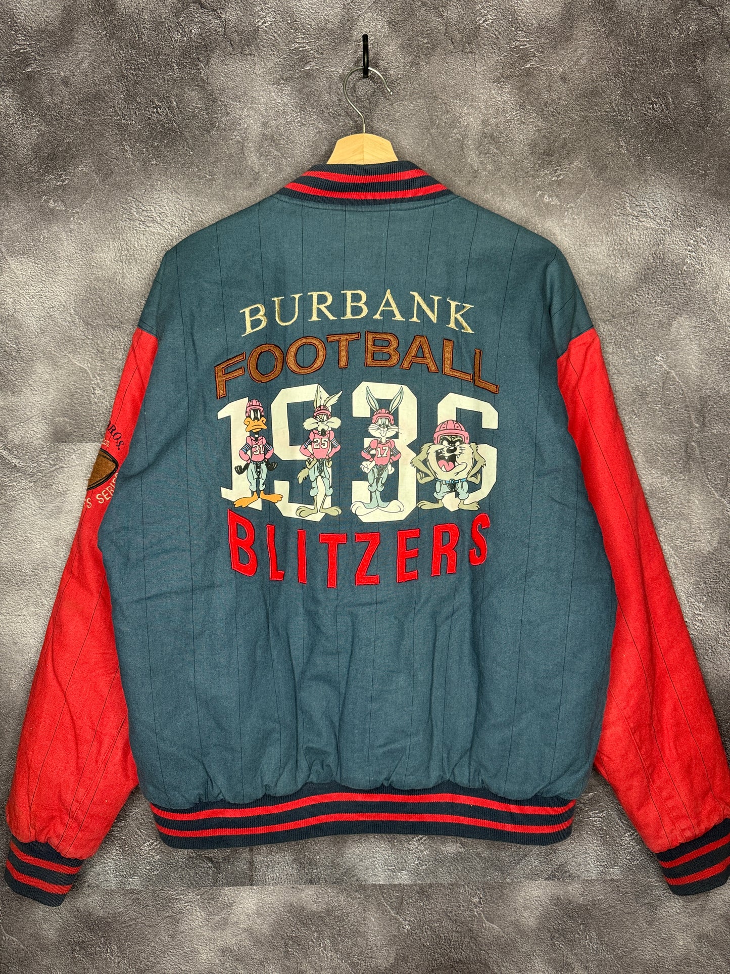 90s Looney Tunes Reversible BurBank Blitzers Warner Bros Football Jacket L