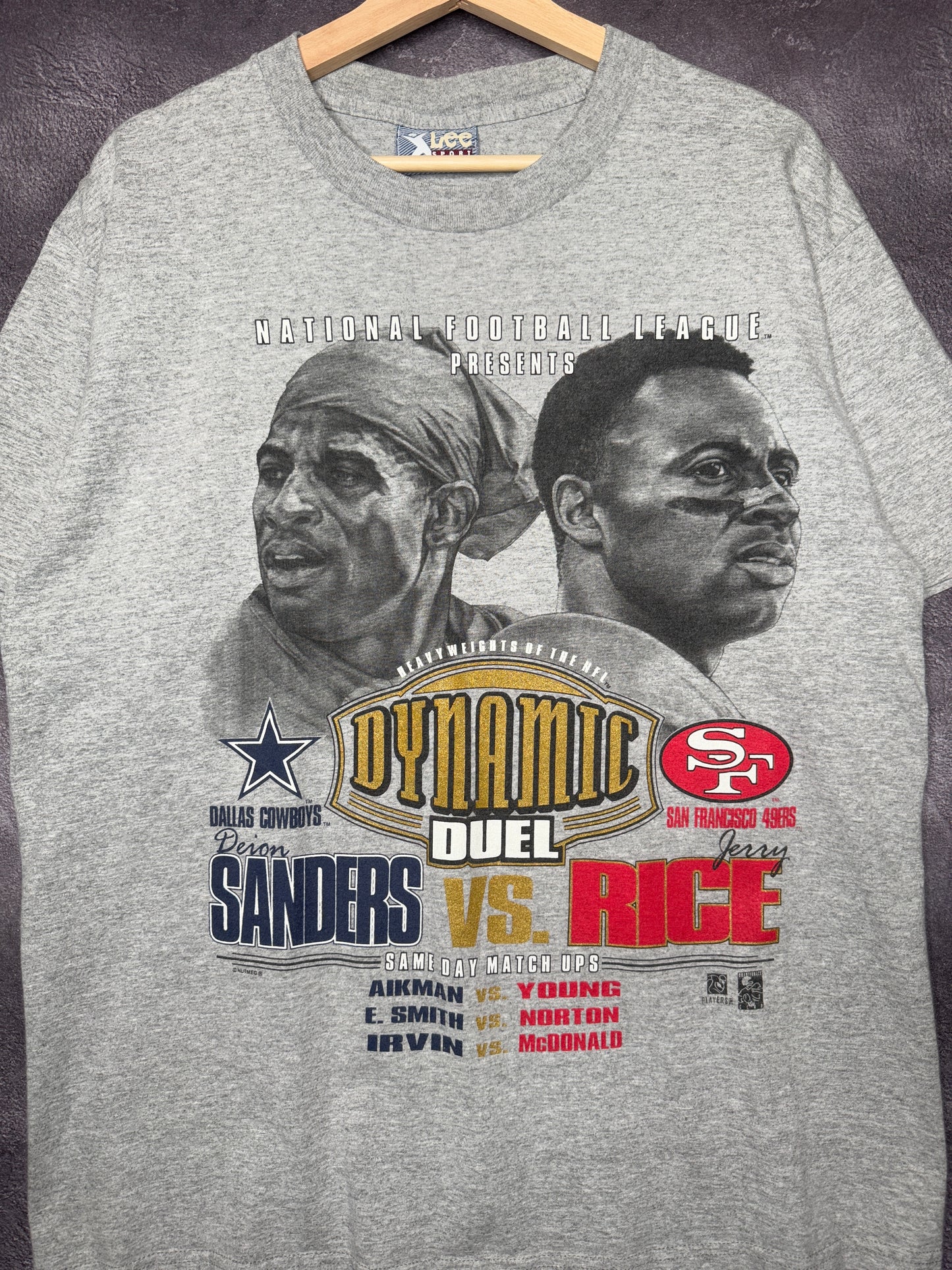 90s Deion Sanders Jerry Rice Dynamic Duo Cowboys V 49ers Tee L