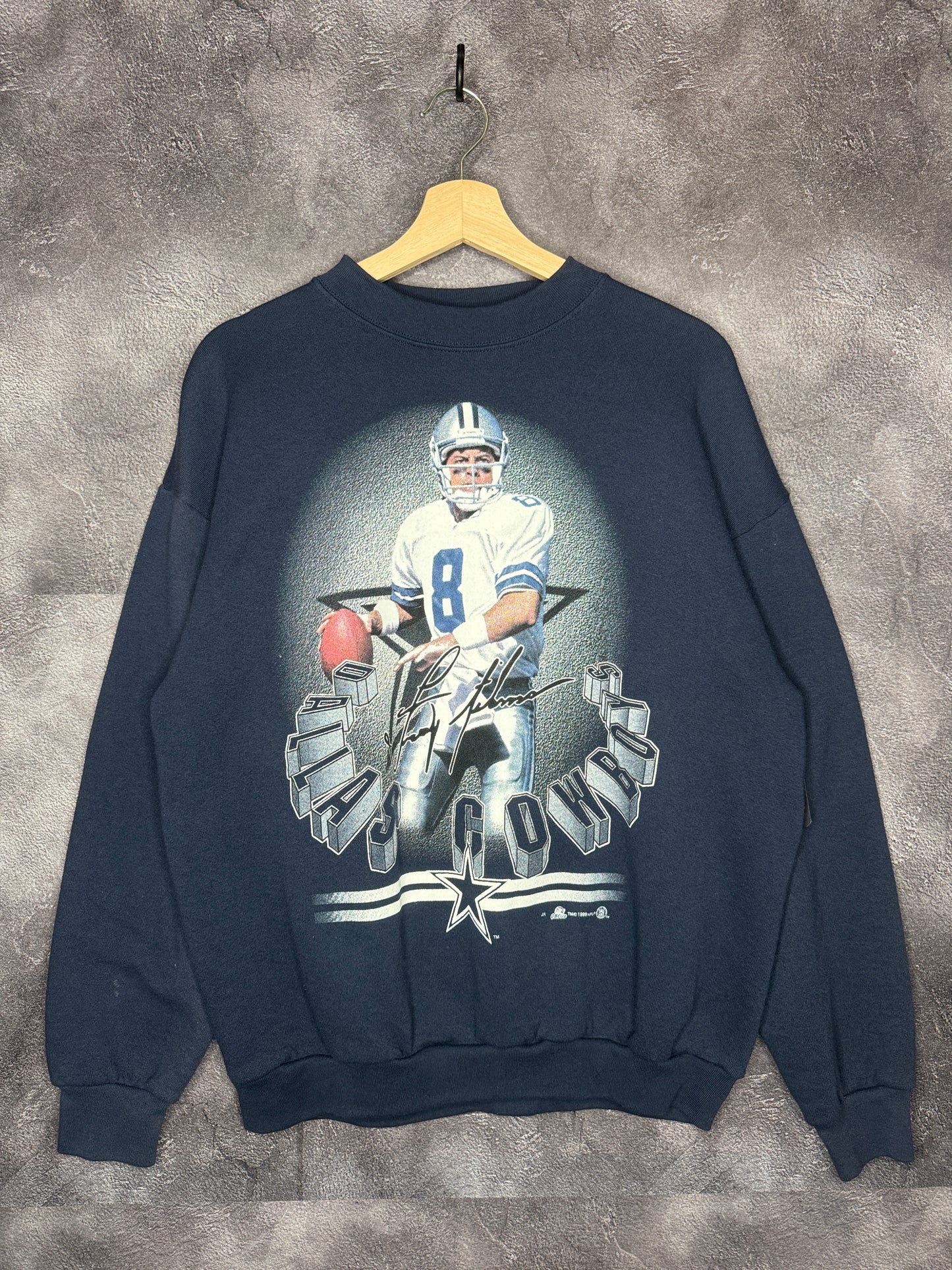 1999 Dallas Cowboys Troy Aikman Signature Football Sweatshirt  L