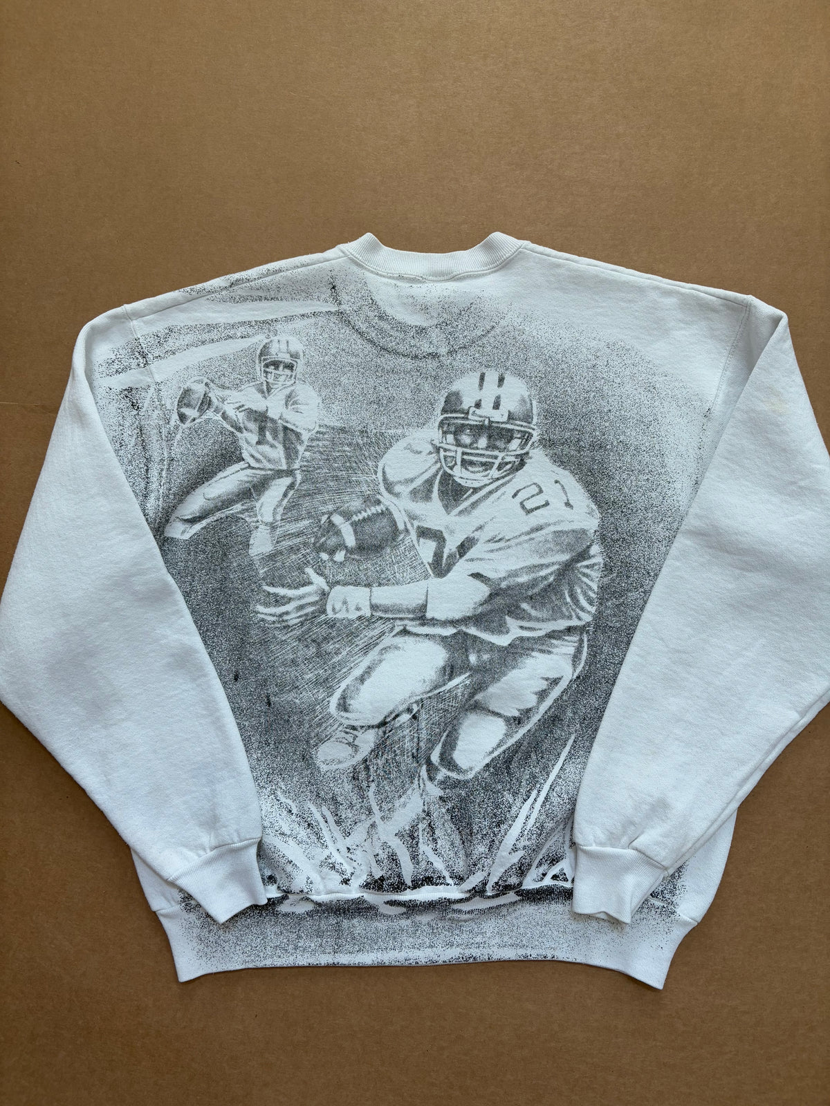 Vintage 90's Texas Longhorns AOP Football Sweatshirt XL