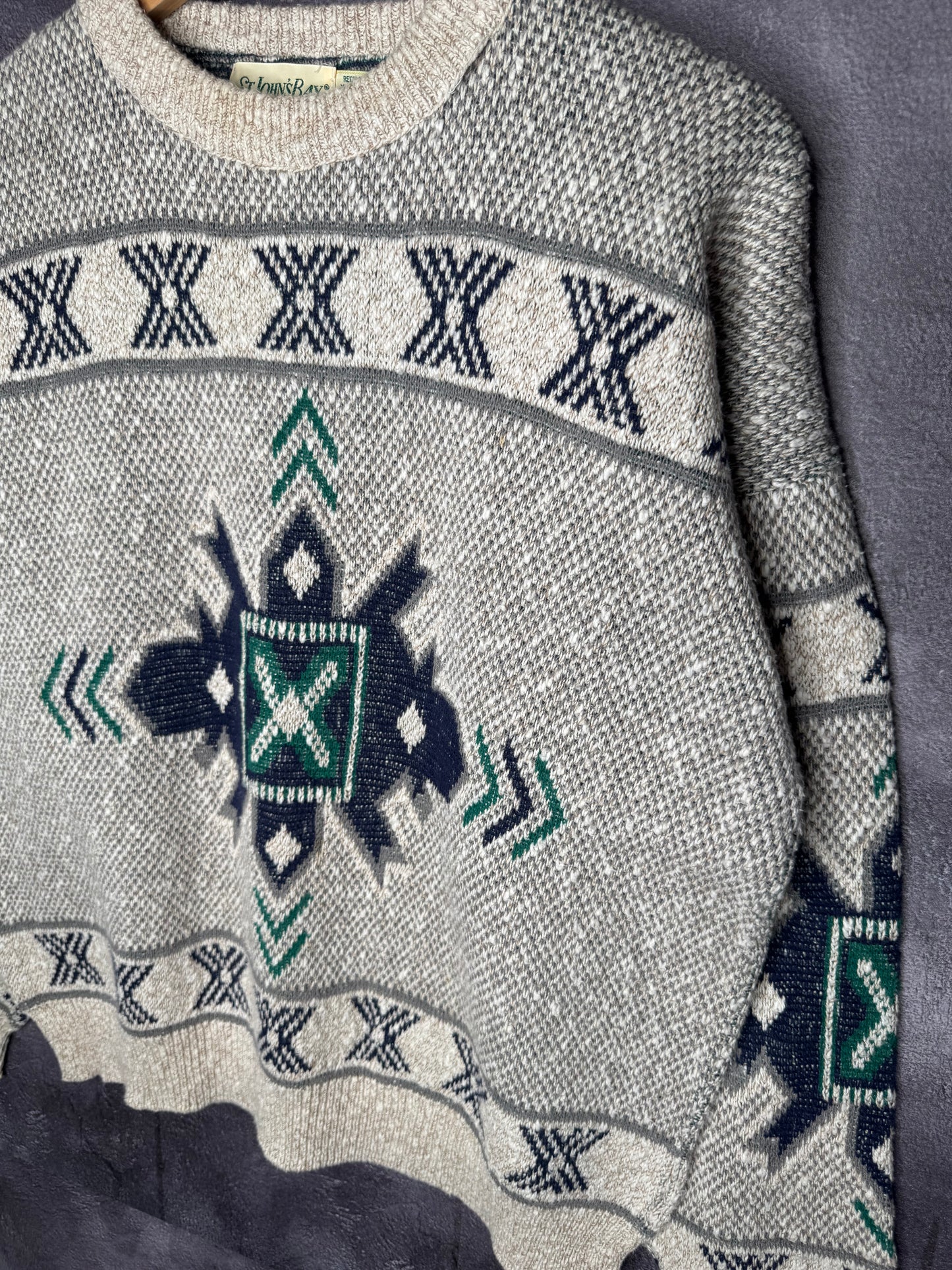 90's St John's Bay Made in USA Tan Knit Sweatshirt M