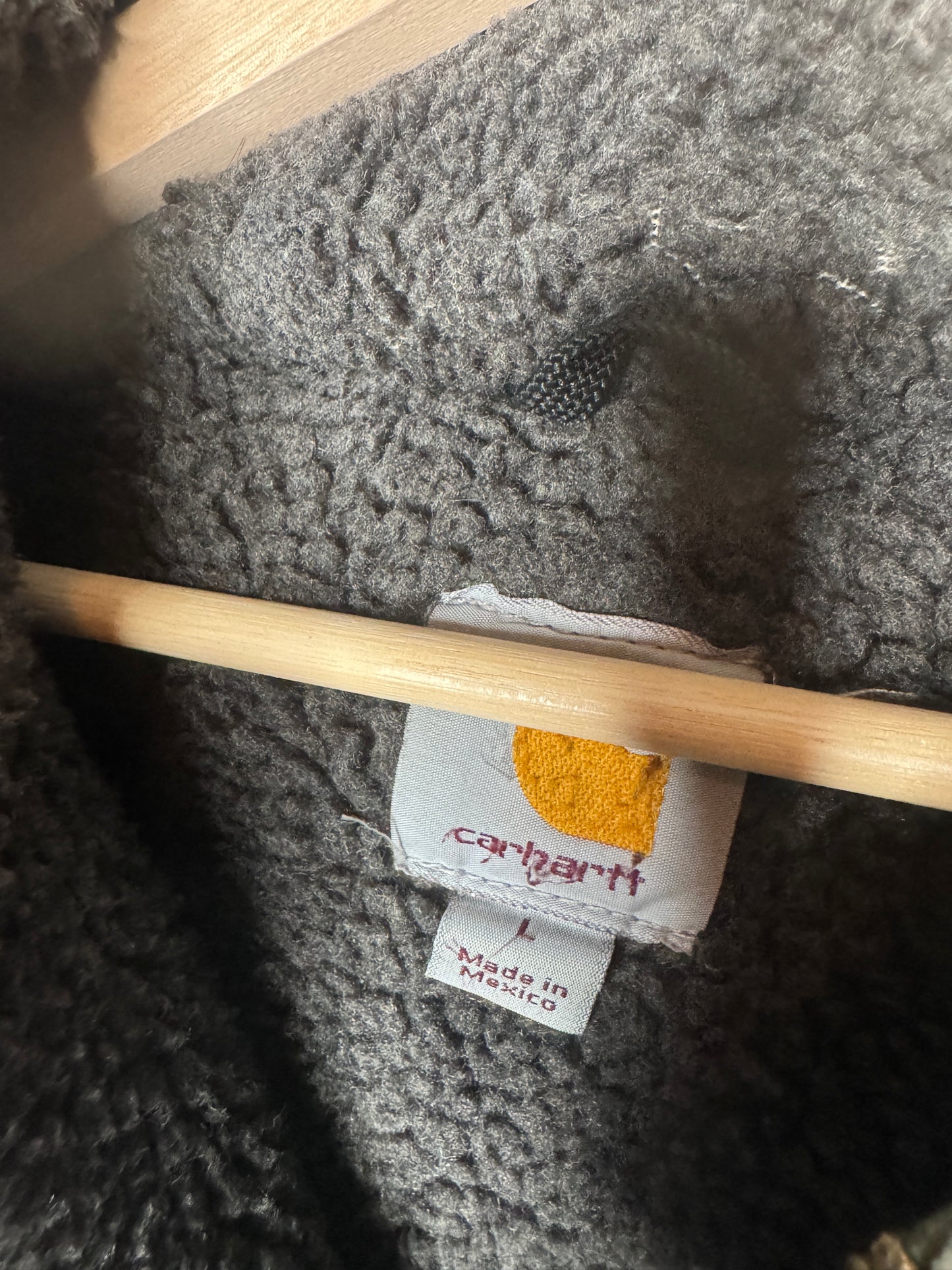 90s Sherpa Lined Hooded Carhartt Workwear Jacket L