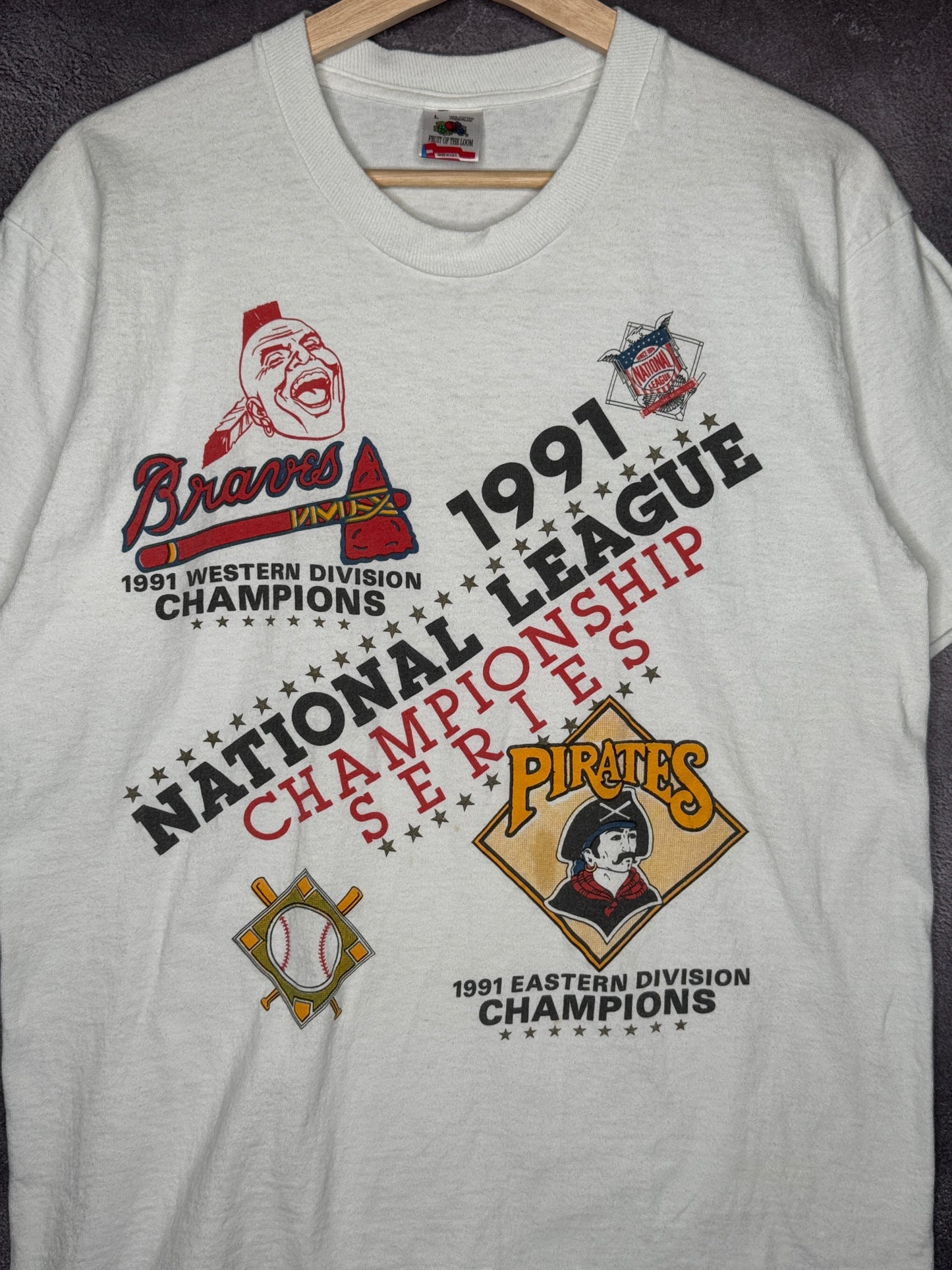 1991 Atlanta Braves Pittsburgh Pirates NLCS Lineup Tee L