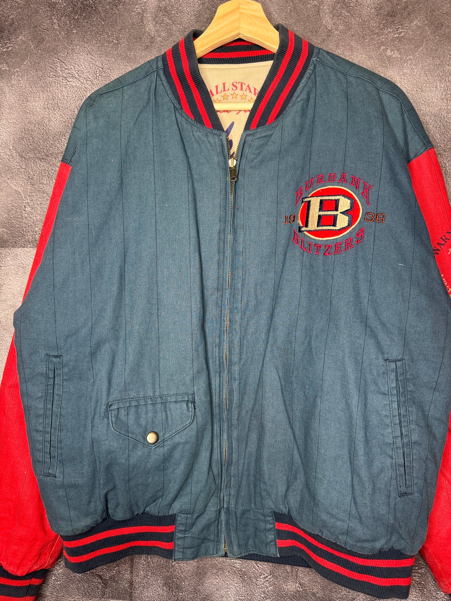 90s Looney Tunes Reversible BurBank Blitzers Warner Bros Football Jacket L