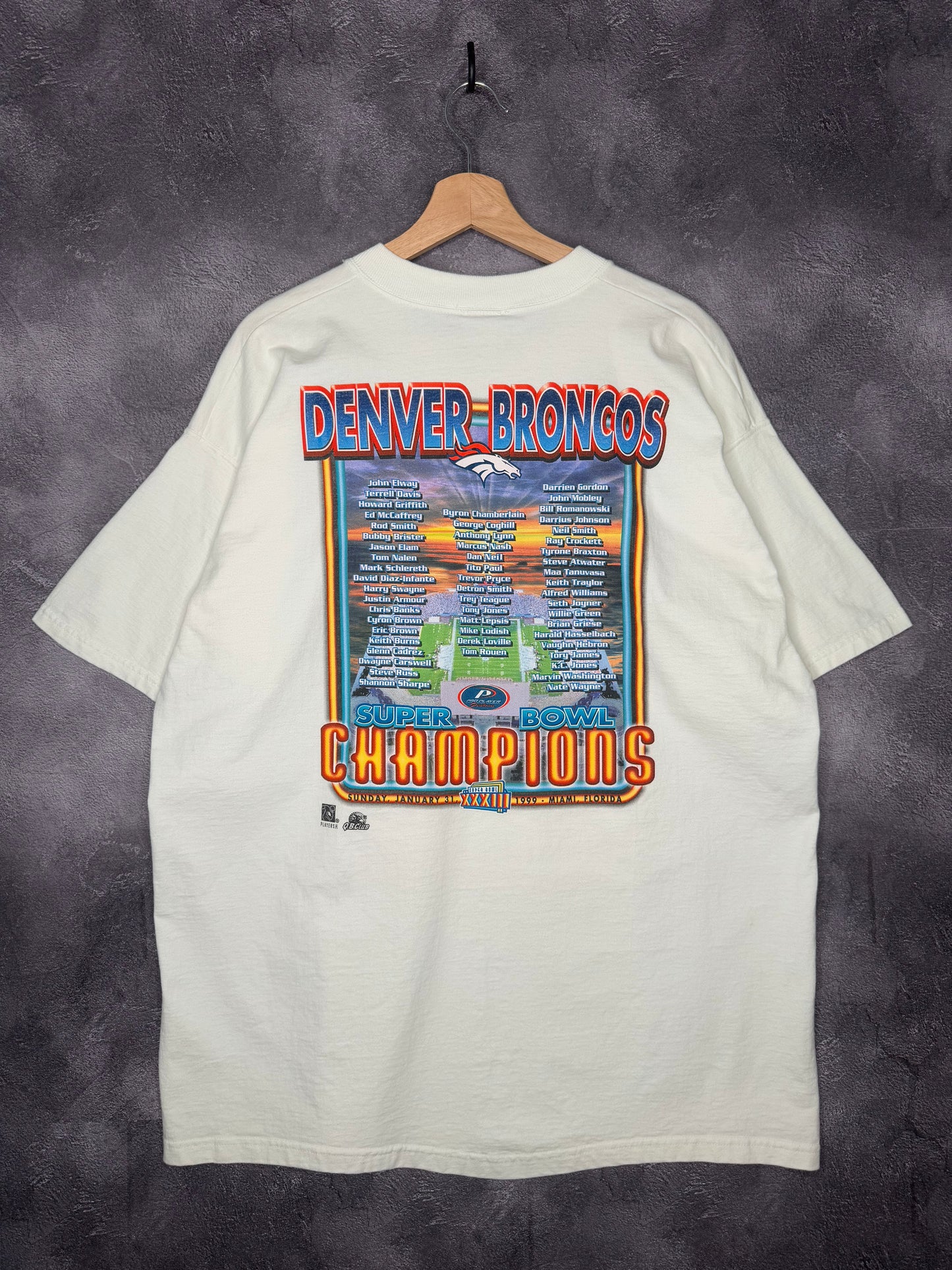1999 Denver Broncos Super Bowl XXXIII Caricature Tee 2XL