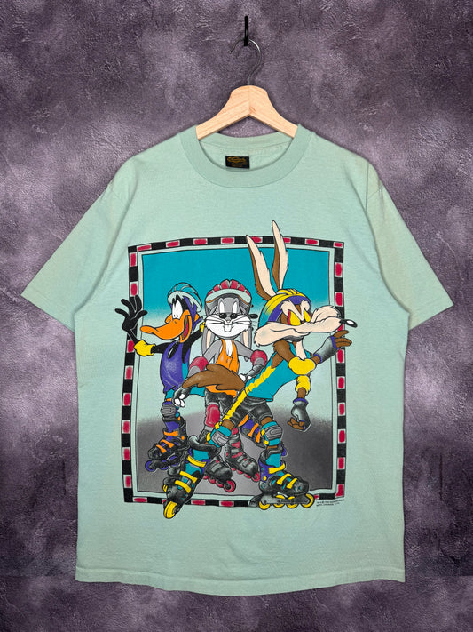 1995 Looney Tunes Bugs Bunny Donald Duck Rollerskating Tee XL