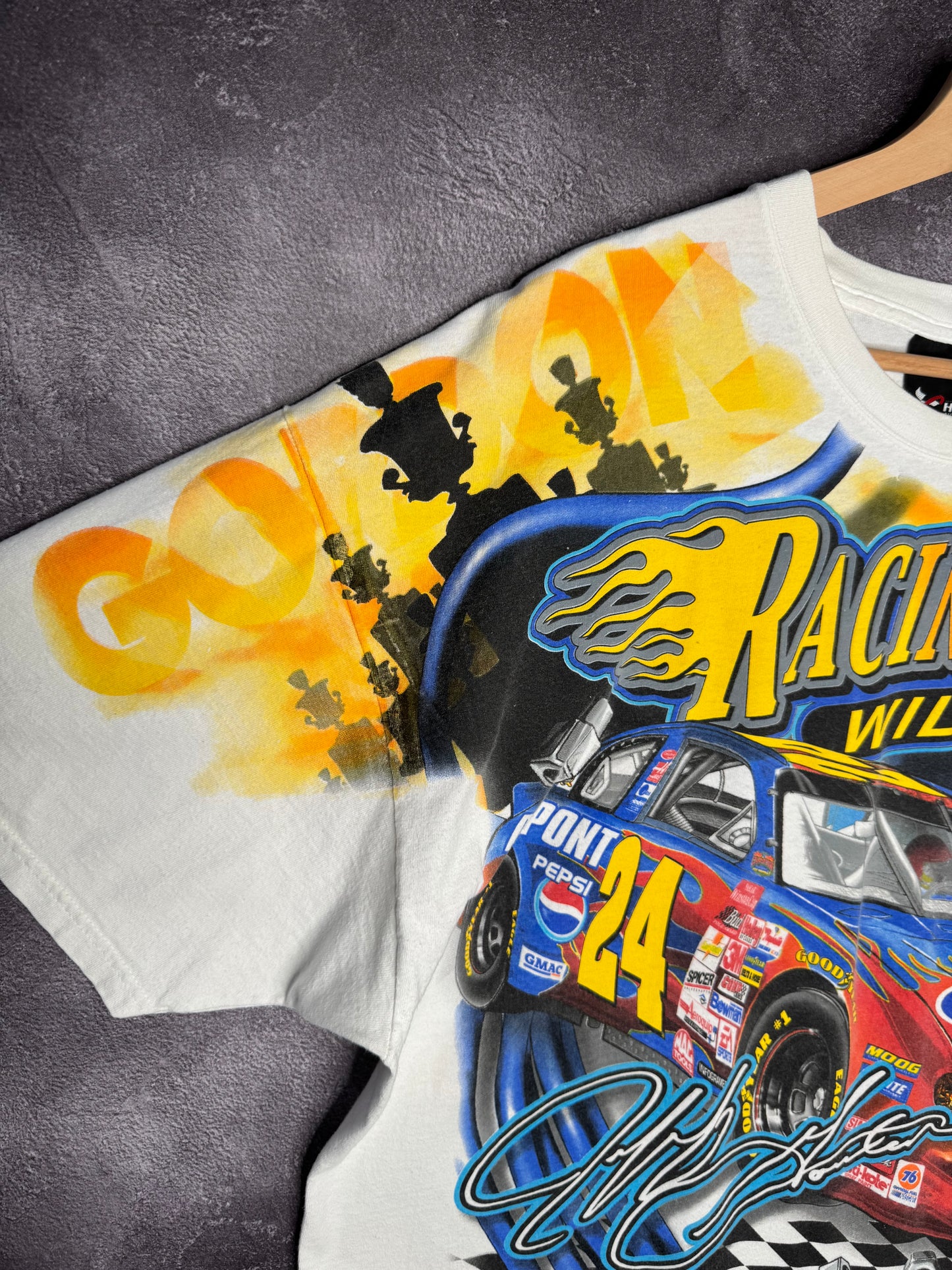 90s Jeff Gordan NASCAR Racing Like Wildfire AOP Tee 2XL