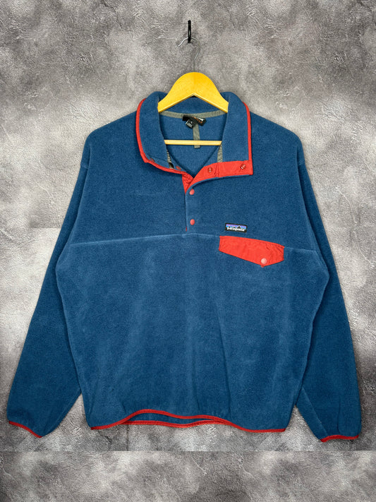 Y2K Blue & Red Patagonia Synchilla Sweatshirt L