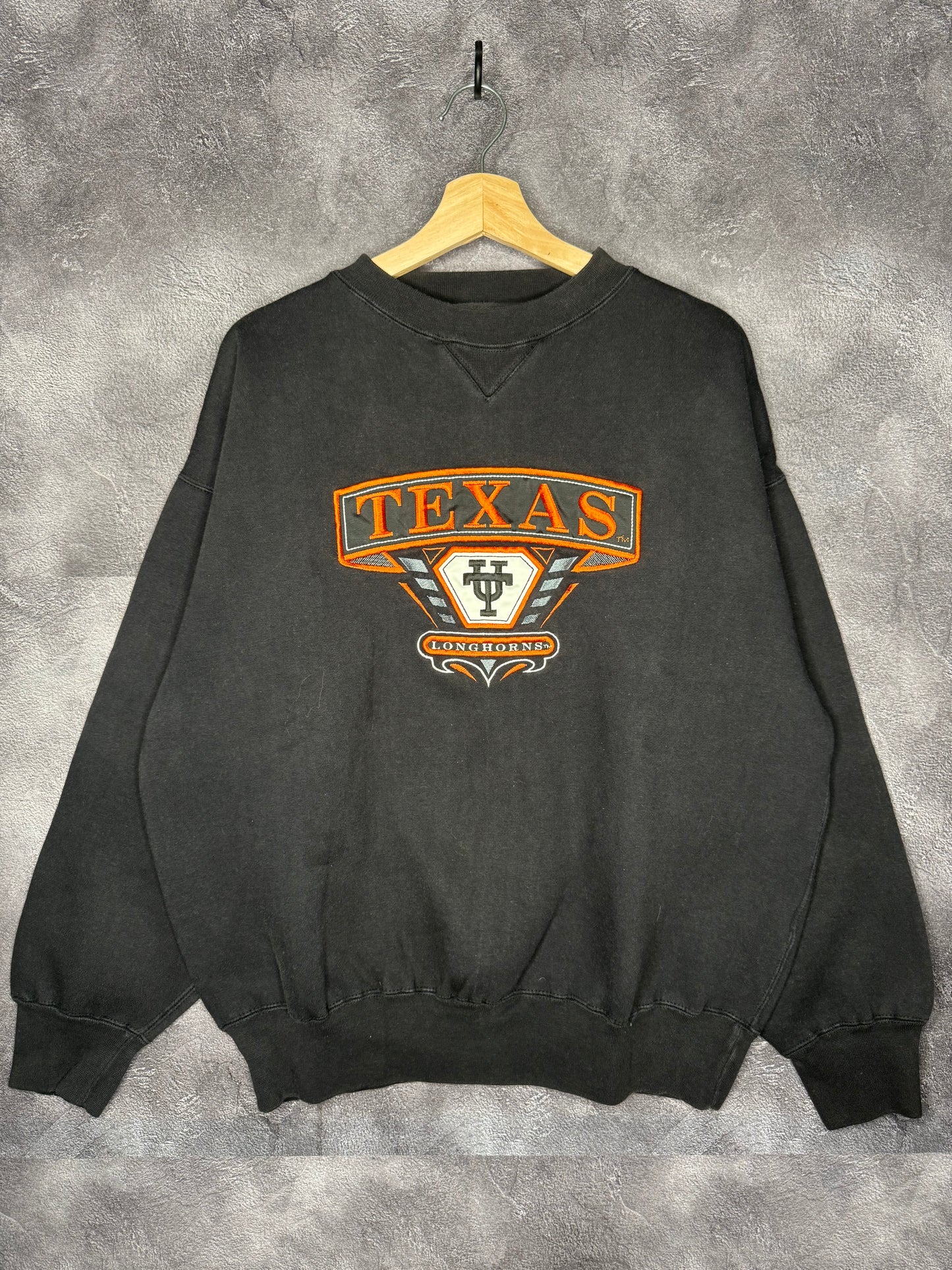 90s Texas Longhorns UT Patch Black Sweatshirt L