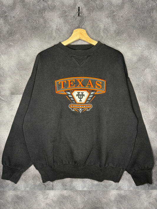 90s Texas Longhorns UT Patch Black Sweatshirt L