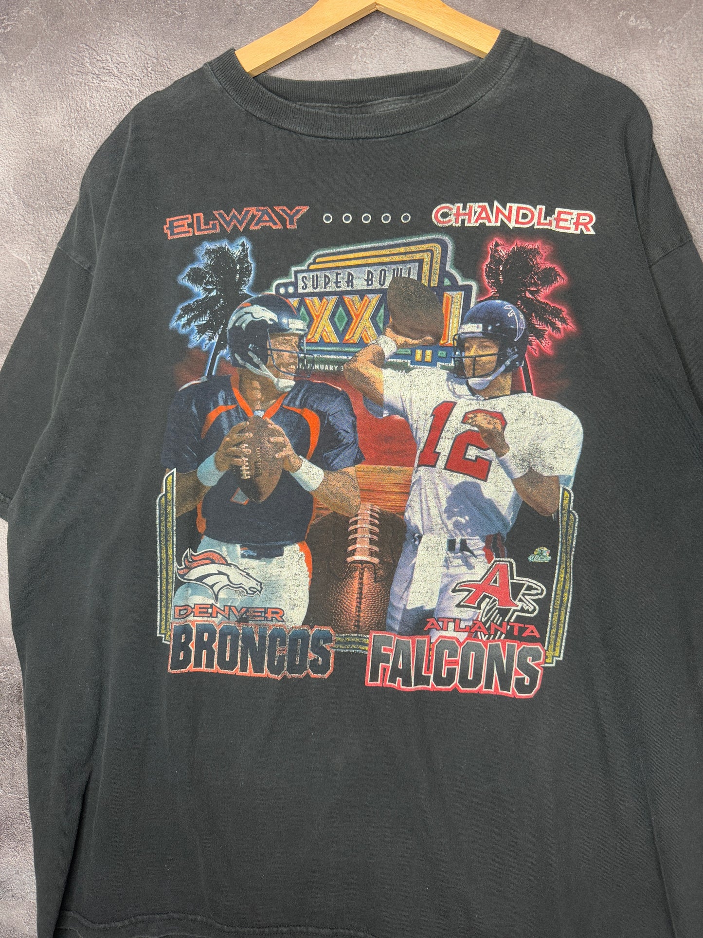 90s Denver Broncos v Atlanta Falcons Elway Starter Super Bowl Tee XL