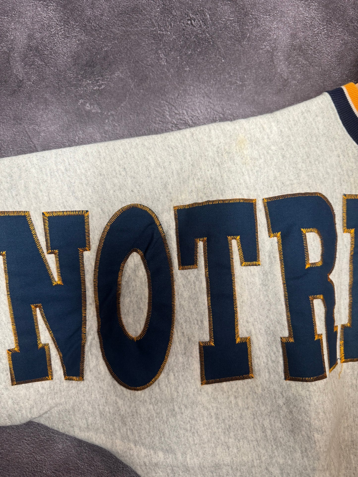 90s University of Notre Dame Legends AOP Spellout Sweatshirt XL