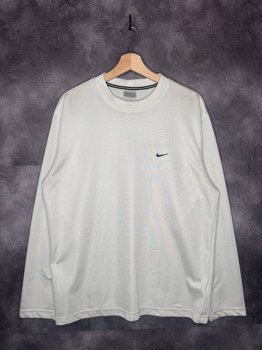 Y2K Nike Athletic Metallic White Longsleeve Tee XL