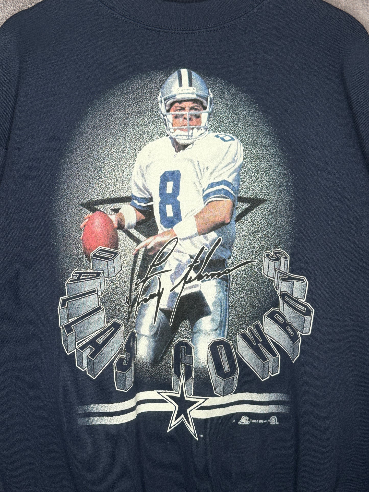 1999 Dallas Cowboys Troy Aikman Signature Football Sweatshirt  L